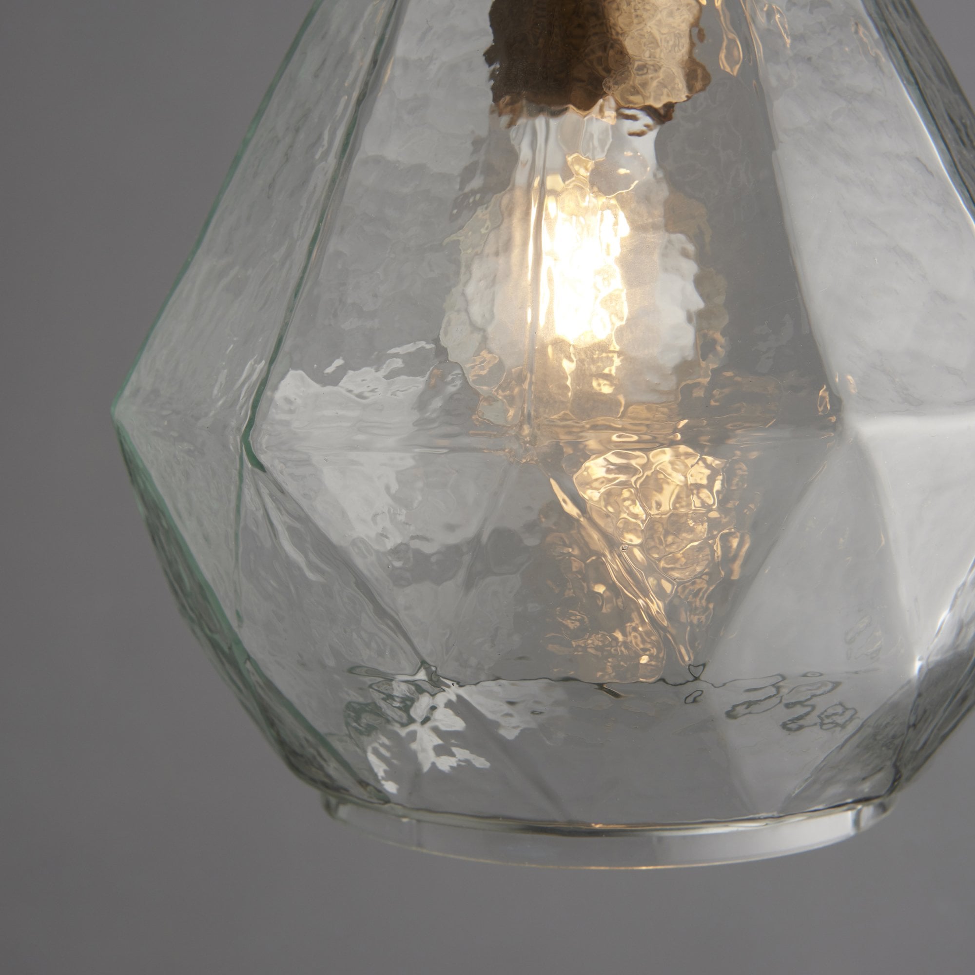Endon Ebbe Single Light Pendant - Antique Gold Paint & Clear Glass