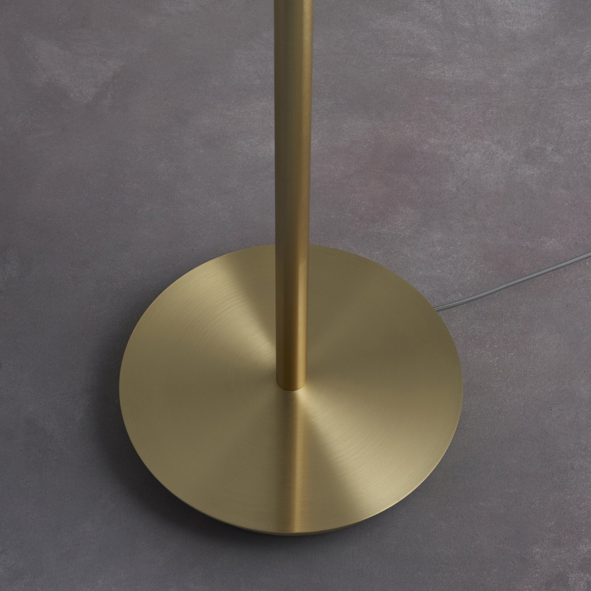 Endon Fraser Single Light Floor Lamp - Satin Brass Plate & Neutral Linen Mix Fabric