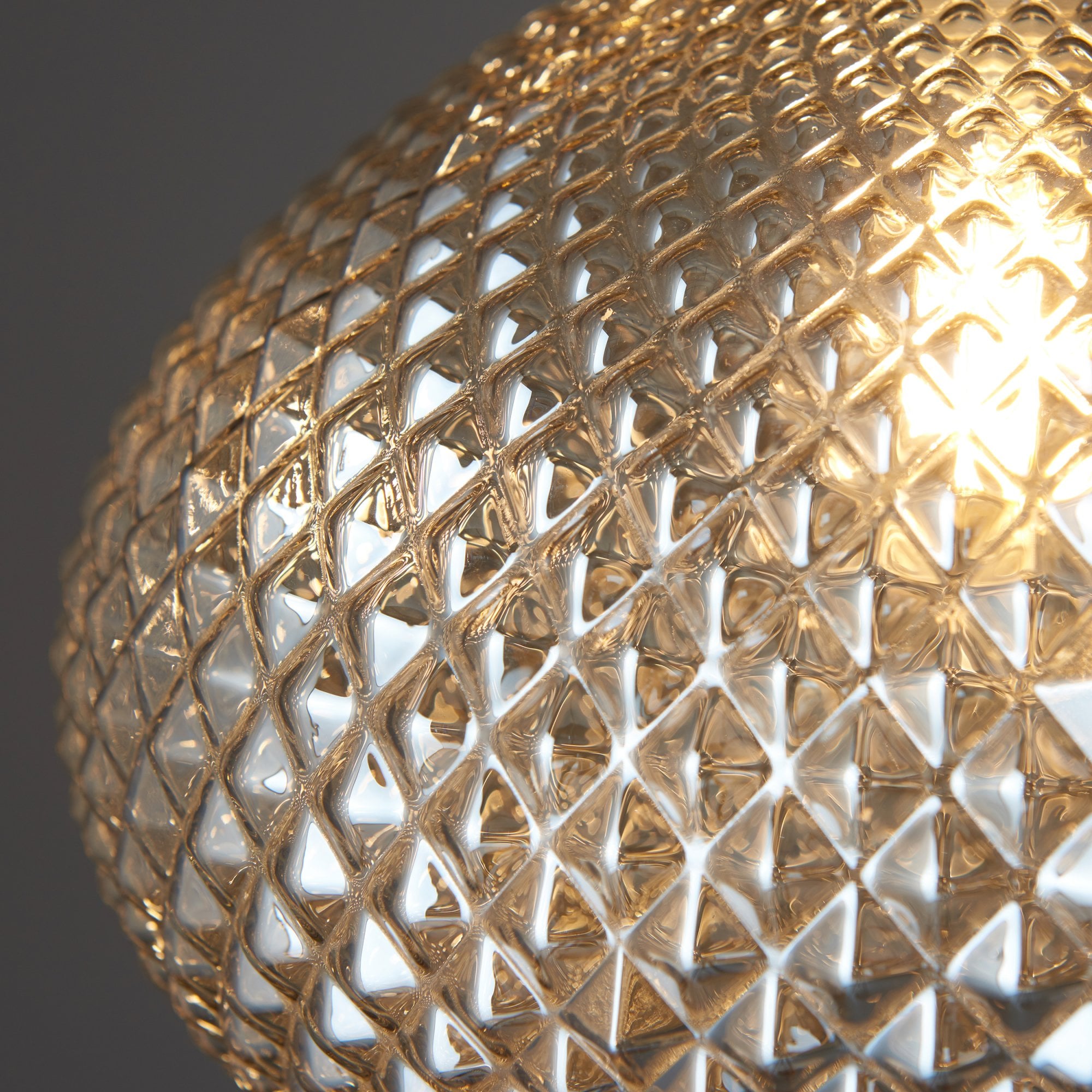 Endon Livia Single Light Pendant - Champagne Glass & Antique Brass Plate