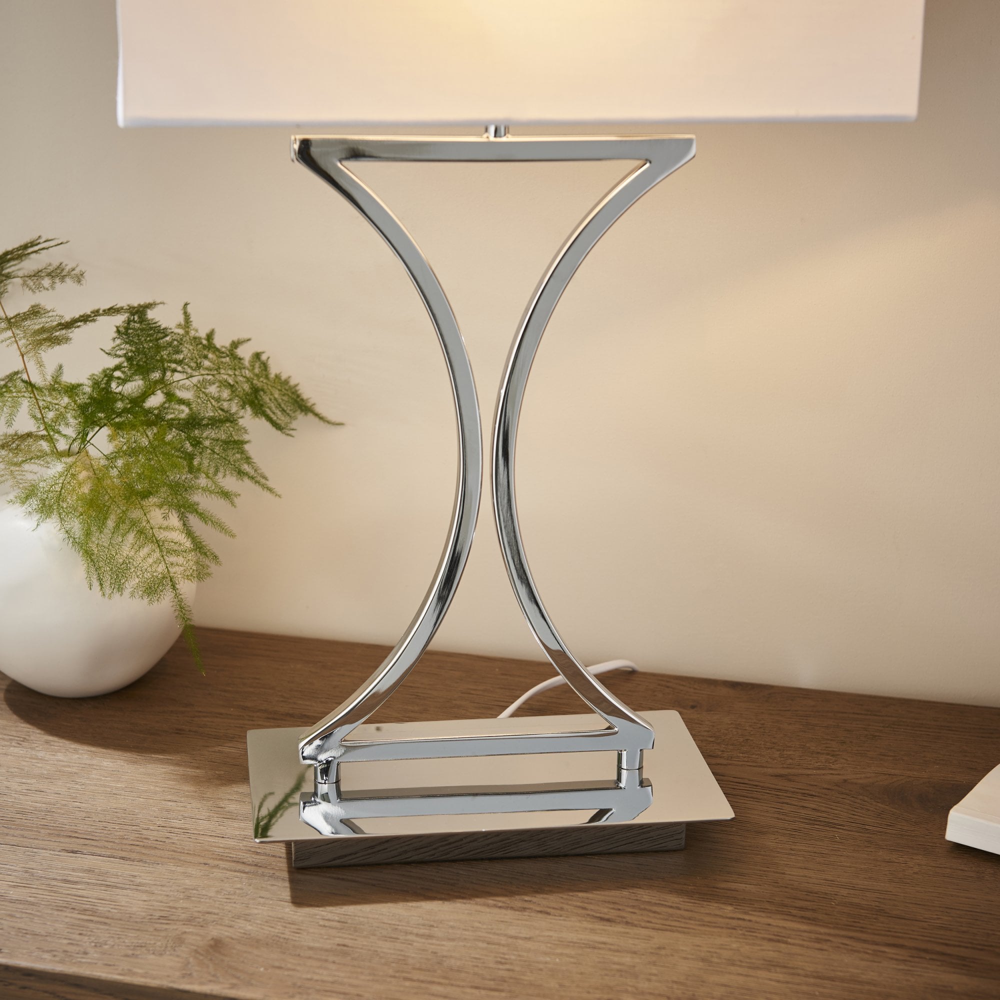 Endon Epalle Single Light Table Lamp  - Chrome Plate & White Acrylic