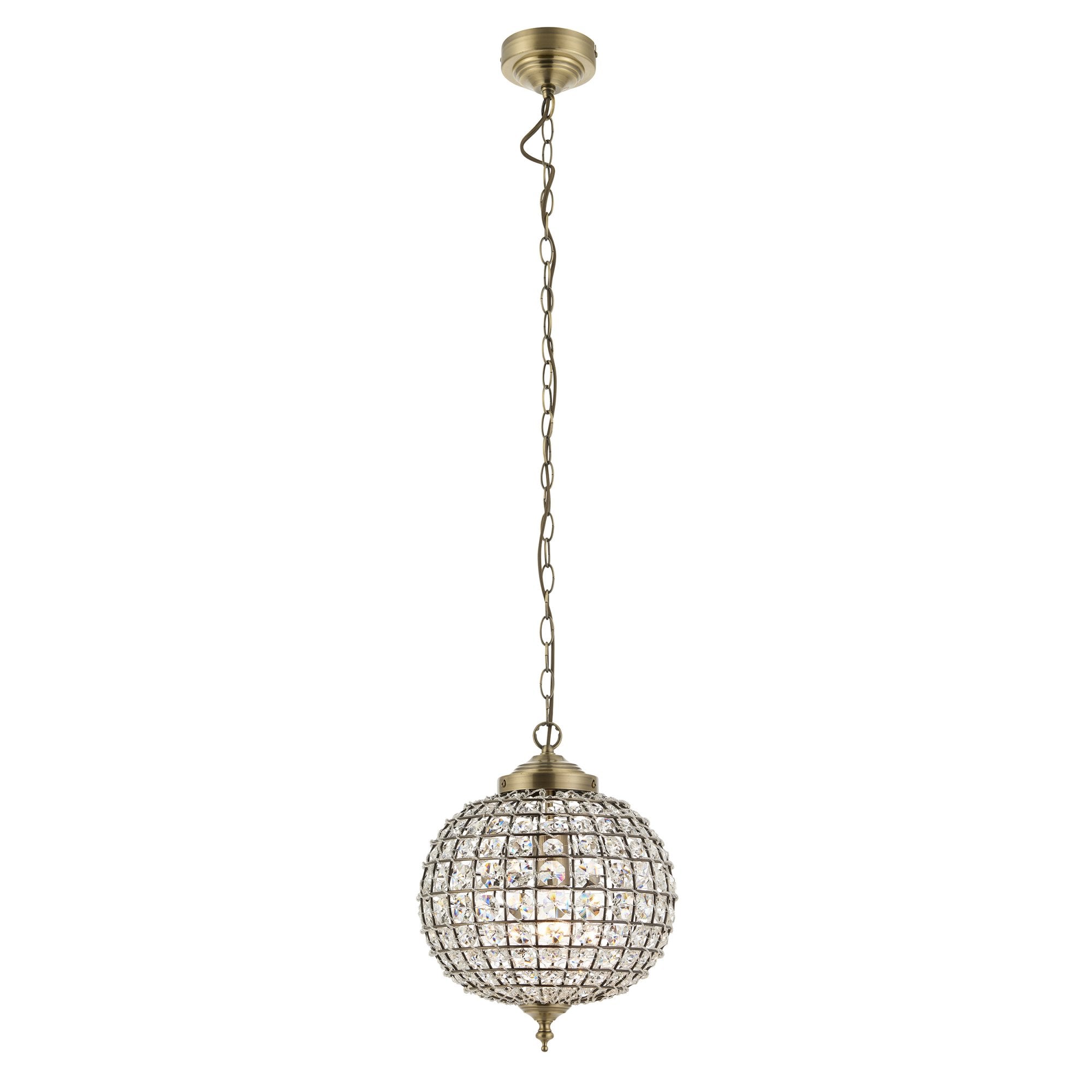 Endon Tanaro Single Light Pendant - Antique Brass Plate & Clear Glass