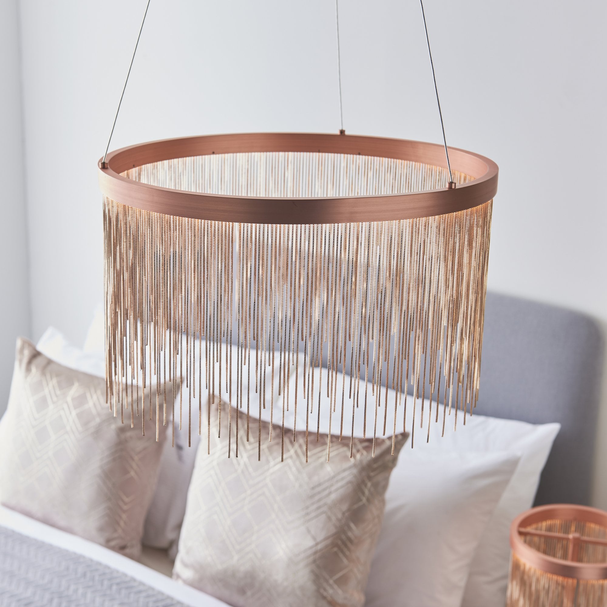 Endon Zelma Single Light Pendant -  Brushed Copper Plate & Copper