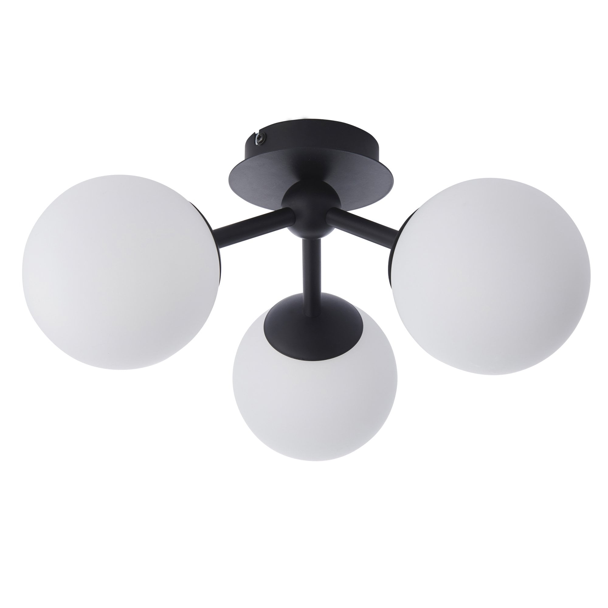 Endon Pulsa 3 Light Semi Flush - Matt Black & Matt White Glass