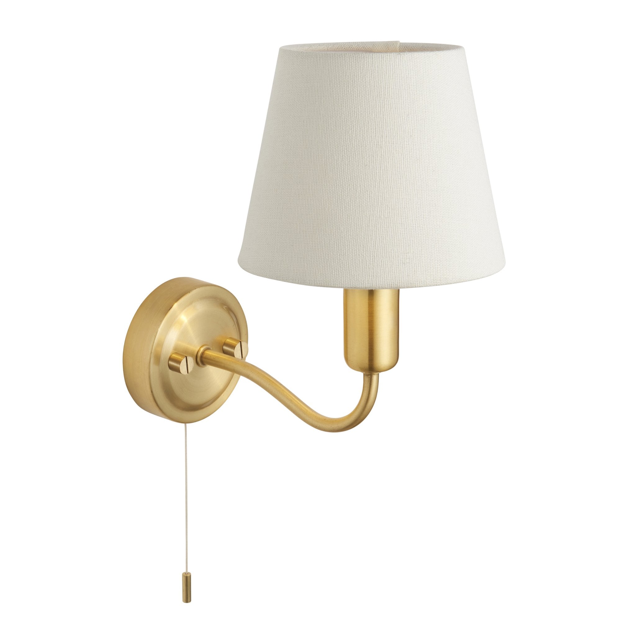 Endon Conway Single Light Wall - Satin Brass Plate & Ivory Fabric