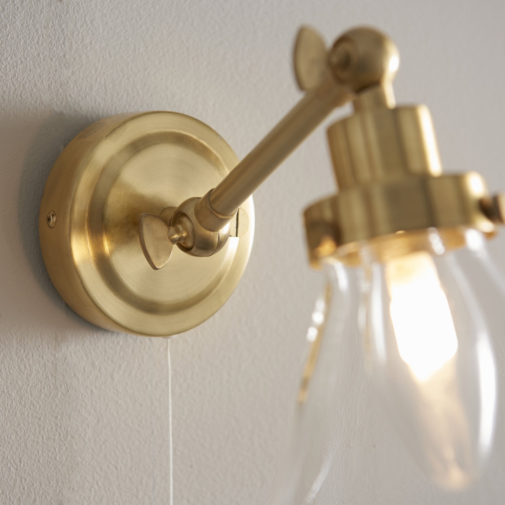 Endon Faraday Single Light Wall - Satin Brass Plate & Clear Glass