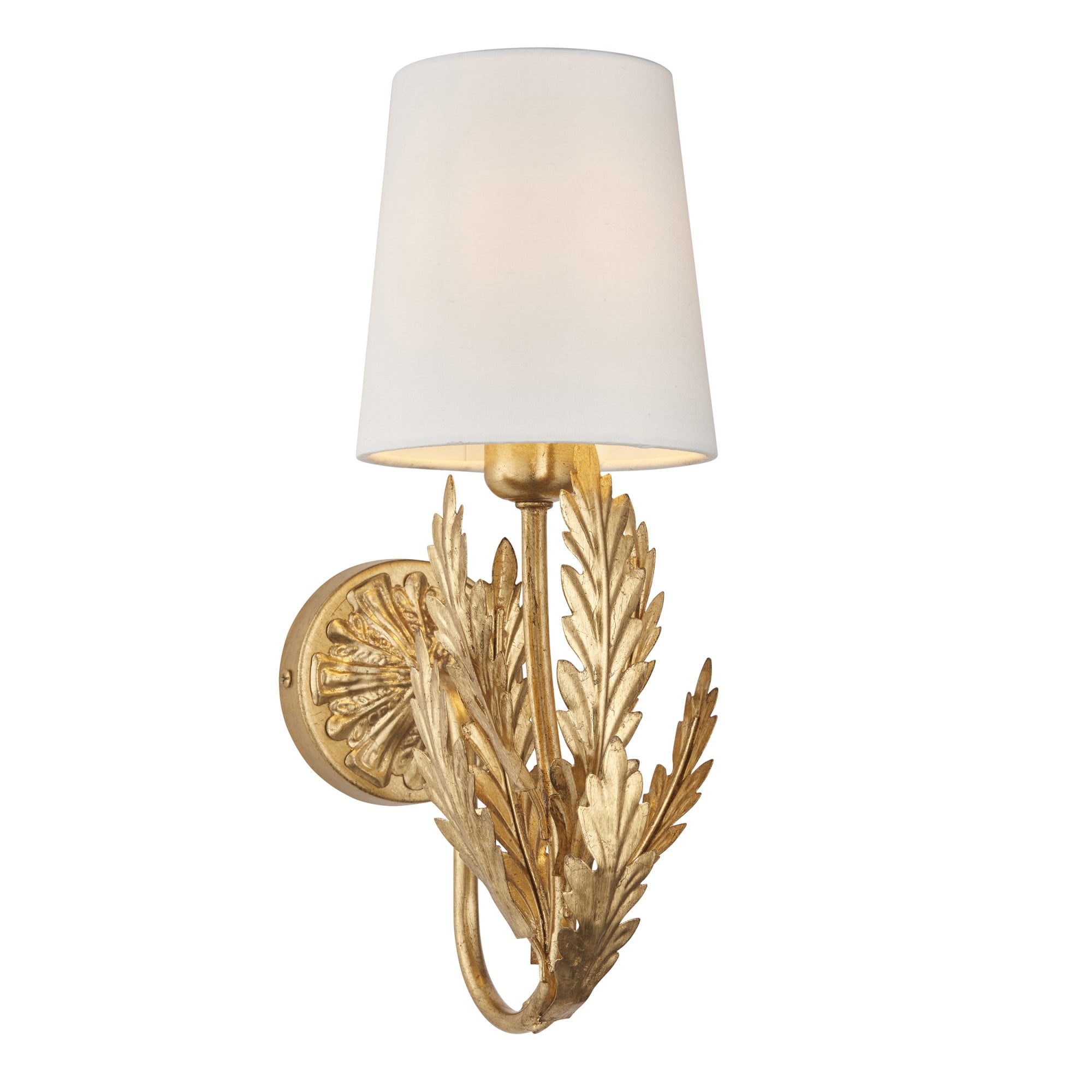 Endon Delphine Single Wall Light -  Gold Leaf & Ivory Cotton Fabric