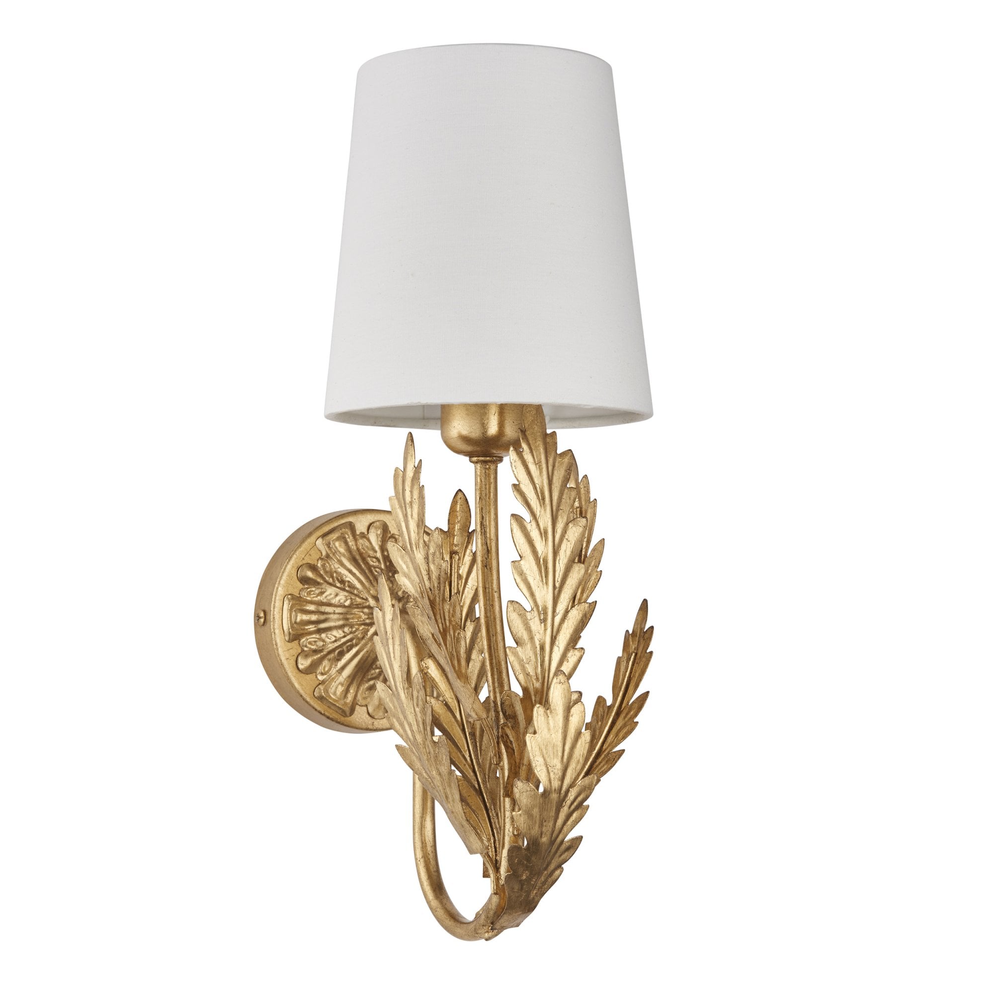 Endon Delphine Single Wall Light -  Gold Leaf & Ivory Cotton Fabric