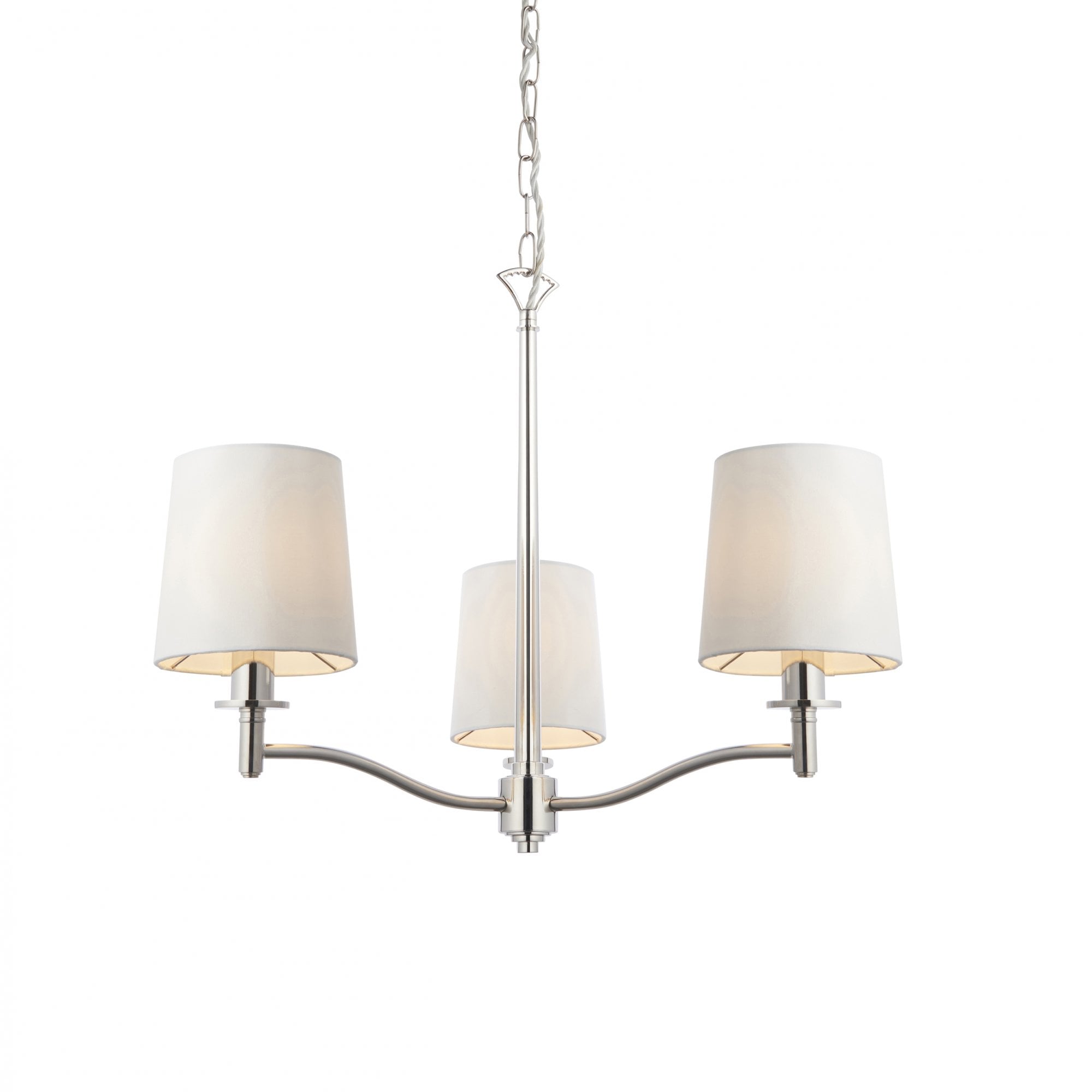 Endon Ortona 3 Light Pendant -  Bright Nickel Plate & Vintage White Fabric