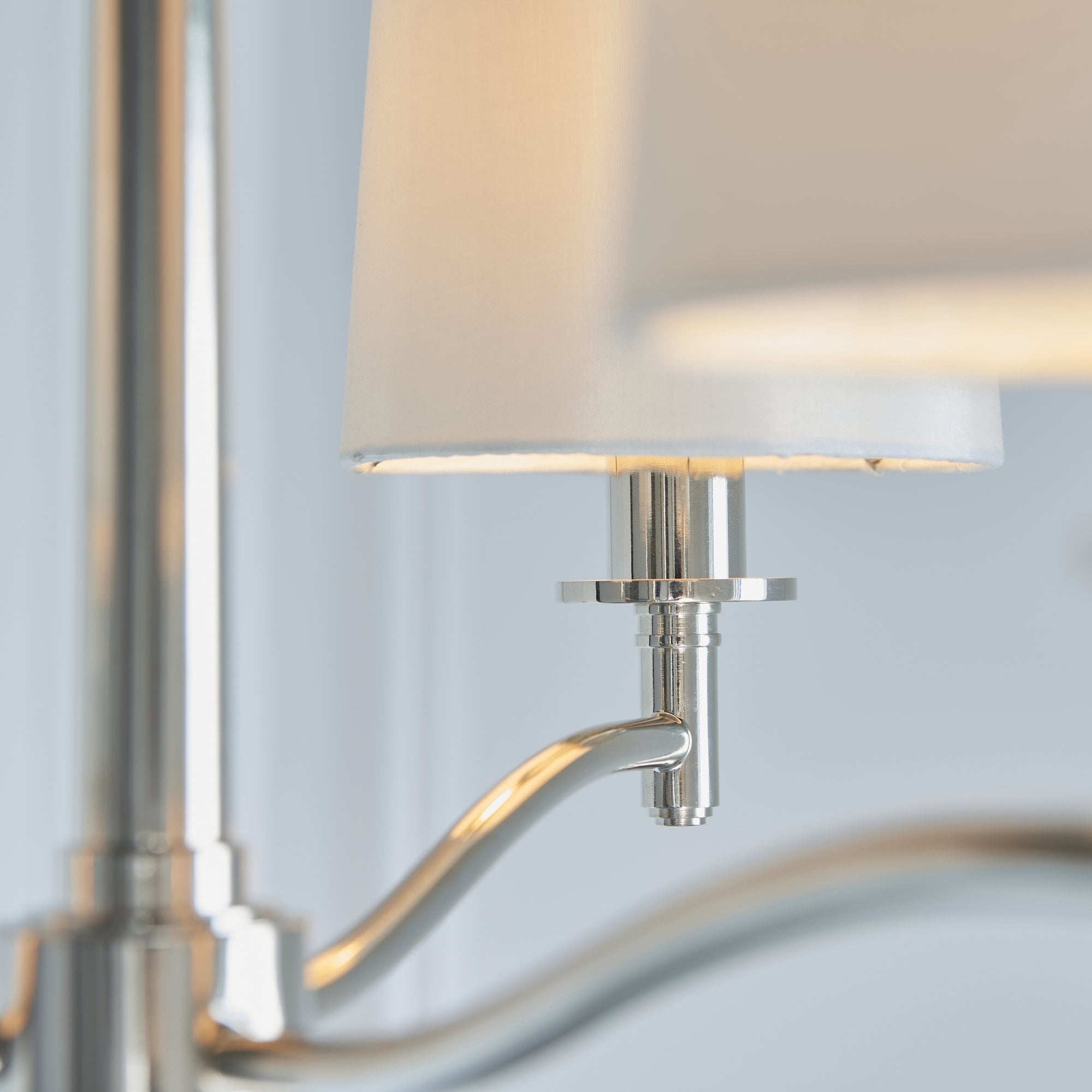 Endon Ortona 3 Light Pendant -  Bright Nickel Plate & Vintage White Fabric