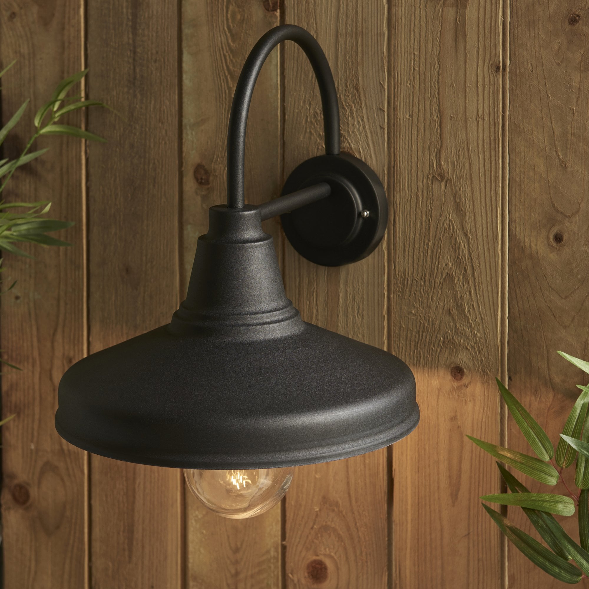Endon Farmhouse Single Light Wall -  Textured Black & Clear Glass
