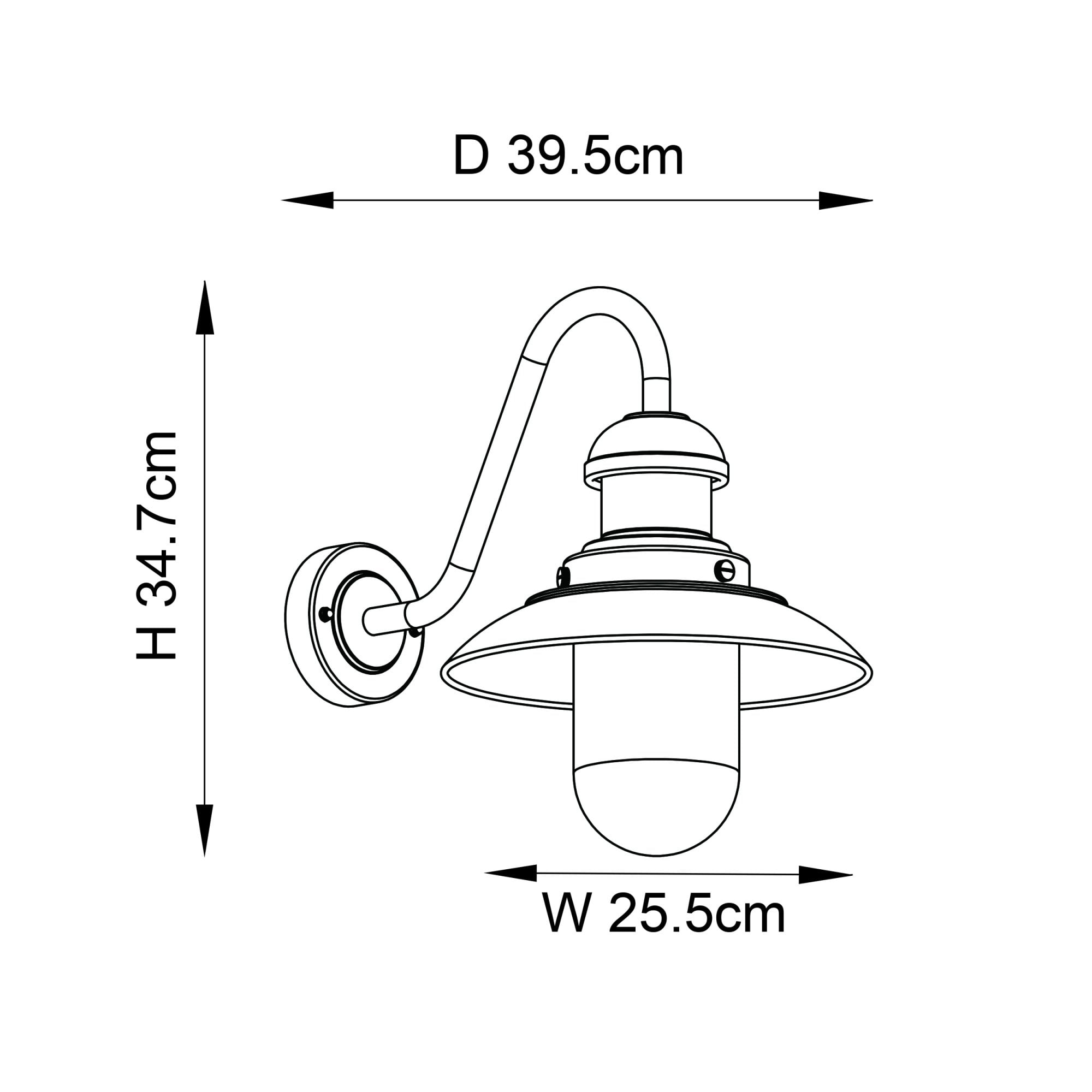 Endon Hereford Single Light Fisherman Arm Wall Light  - Matt Black & Clear Glass