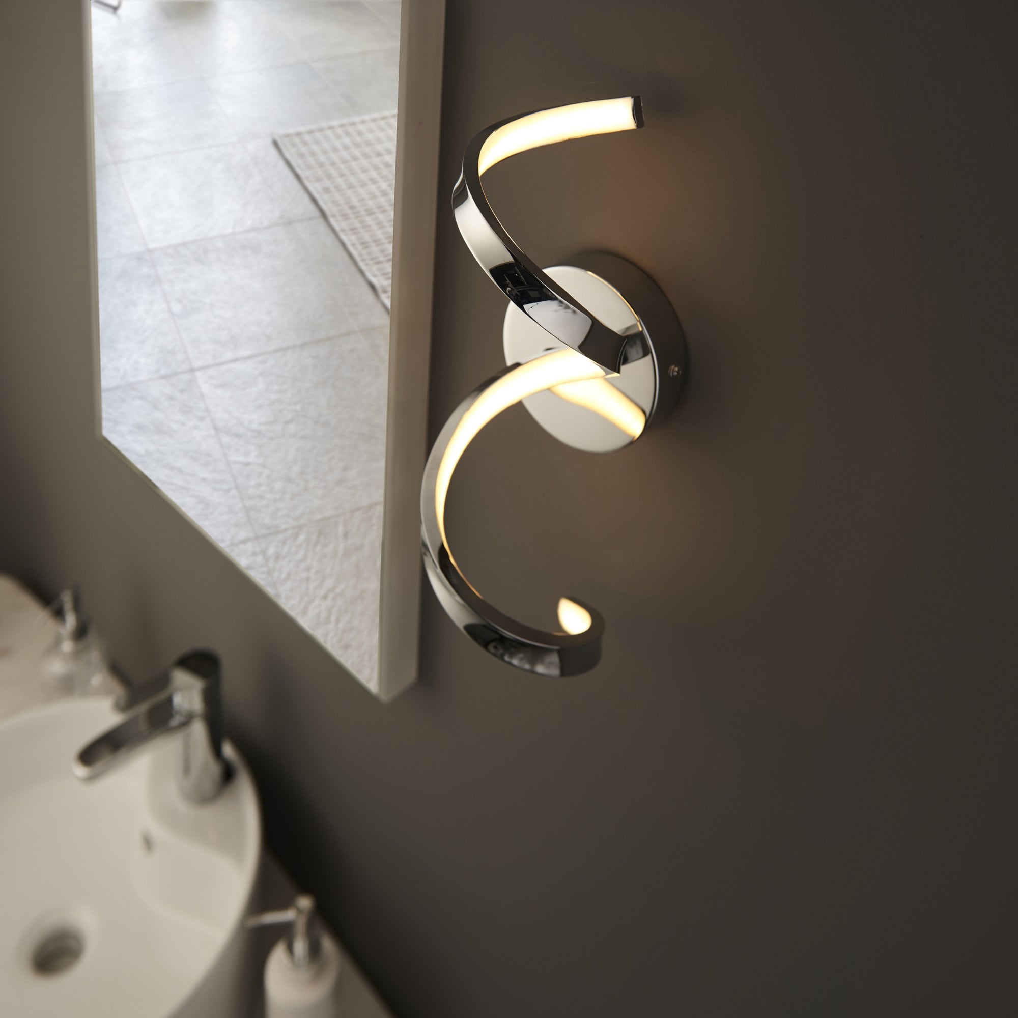Endon Astral Single Light Wall - Chrome Plate & White Silicone