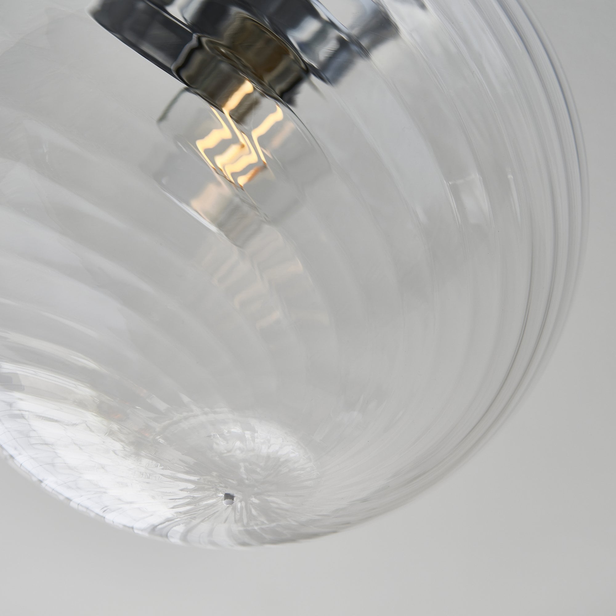 Endon Milston Single Light Flush - Chrome Plate & Clear Spiral Glass