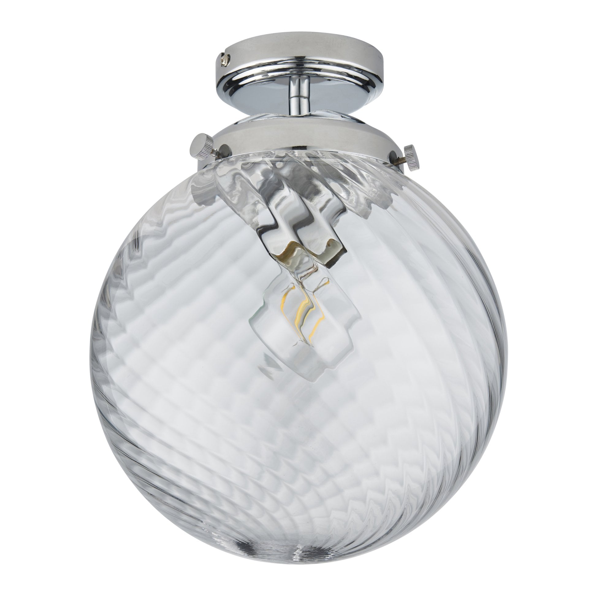 Endon Milston Single Light Flush - Chrome Plate & Clear Spiral Glass