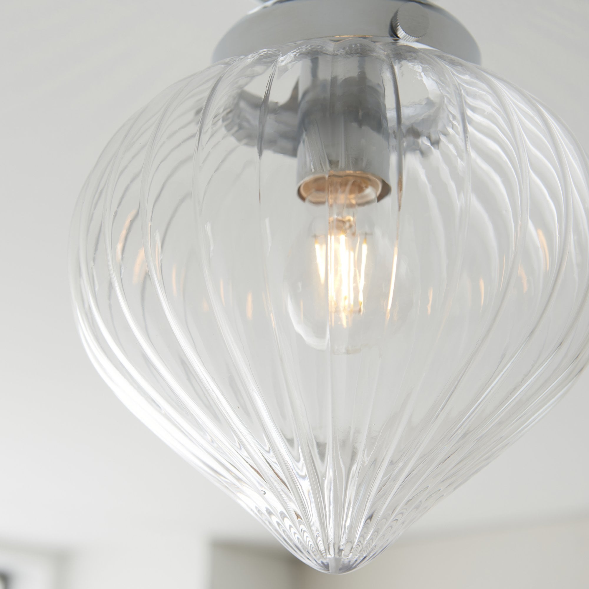 Endon Cheston Single Light Flush - Chrome Plate & Clear Ribbed Glass