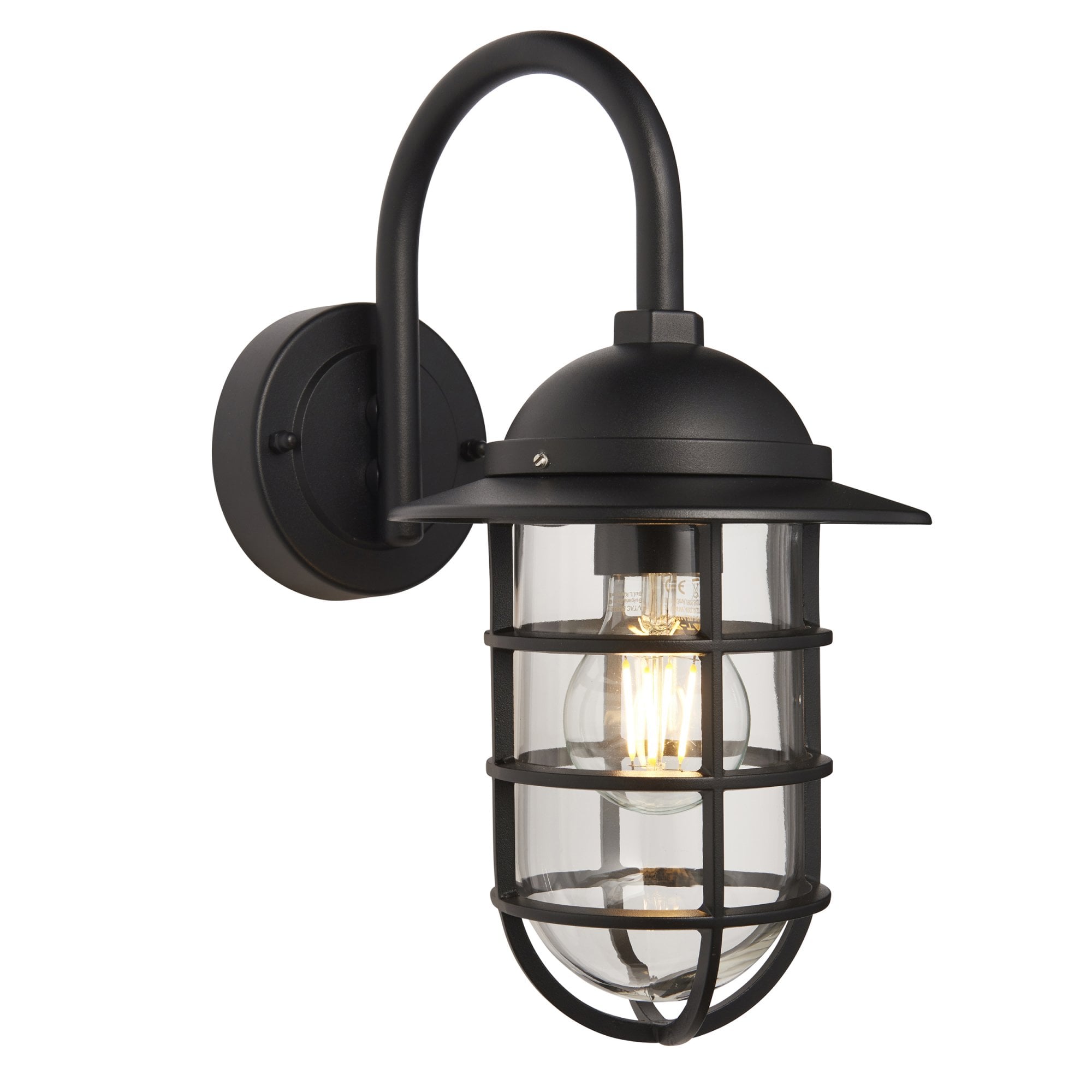 Endon Port Single Light Wall -  Textured Black & Clear Glass
