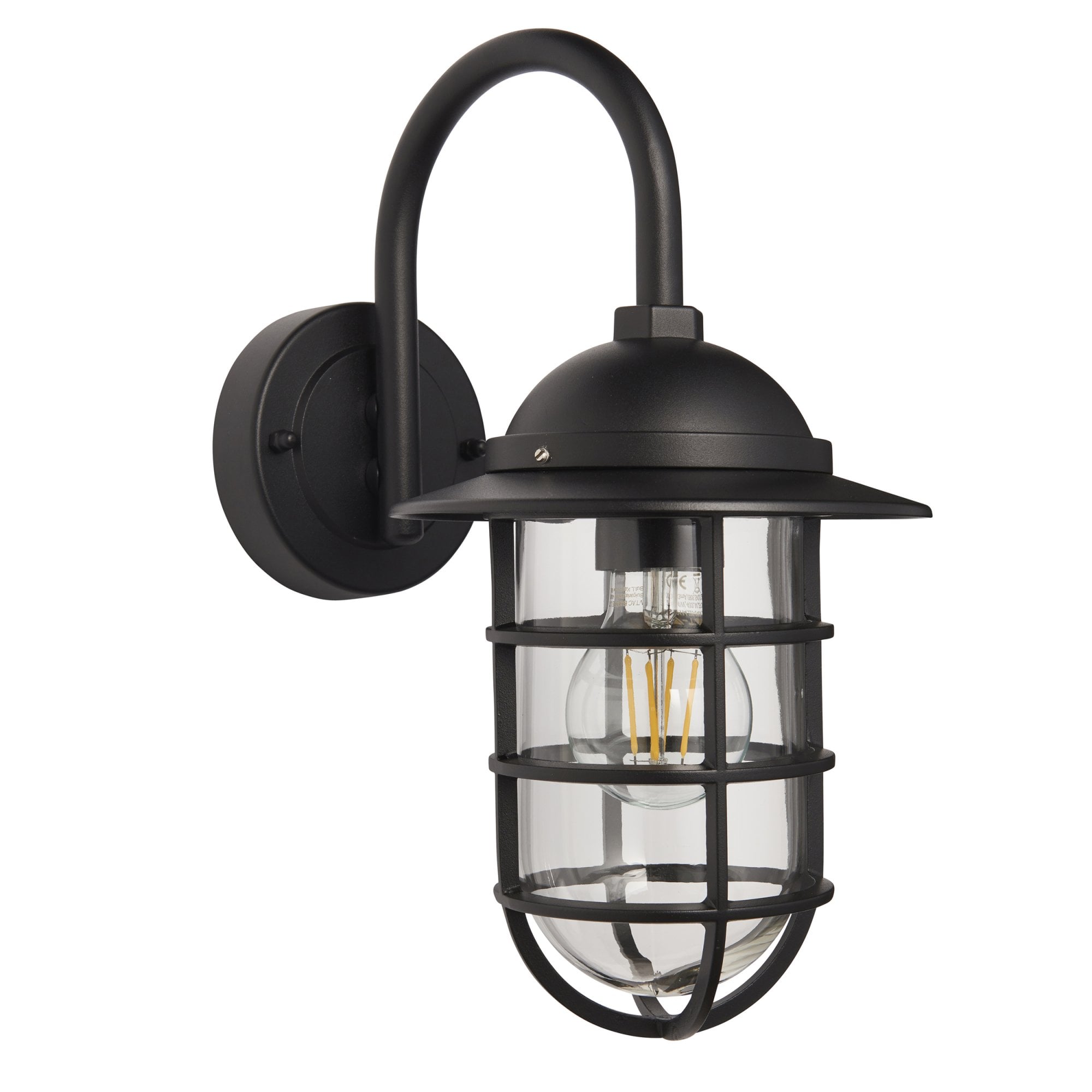 Endon Port Single Light Wall -  Textured Black & Clear Glass
