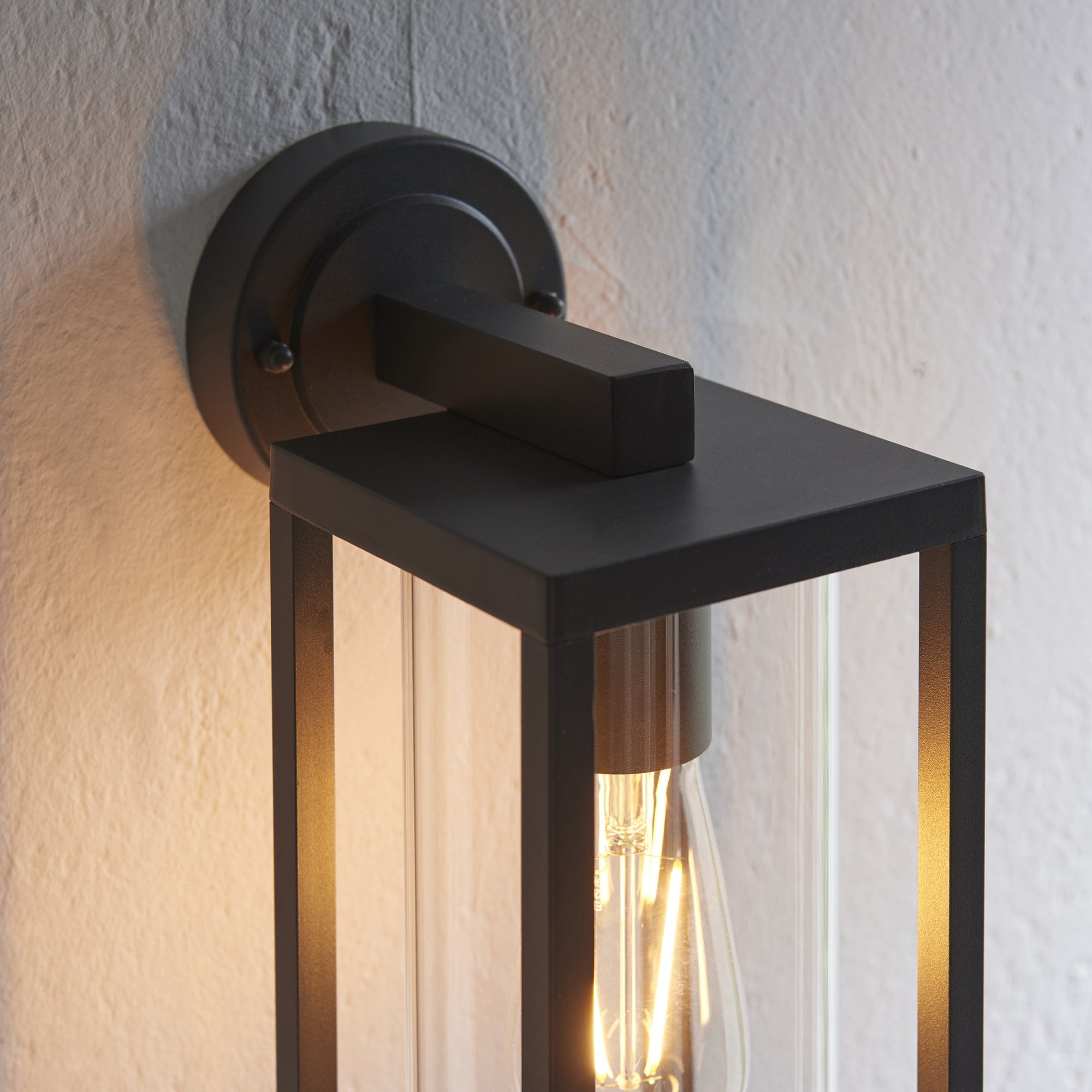 Endon Hamden Single Light Wall -  Textured Black & Clear Glass