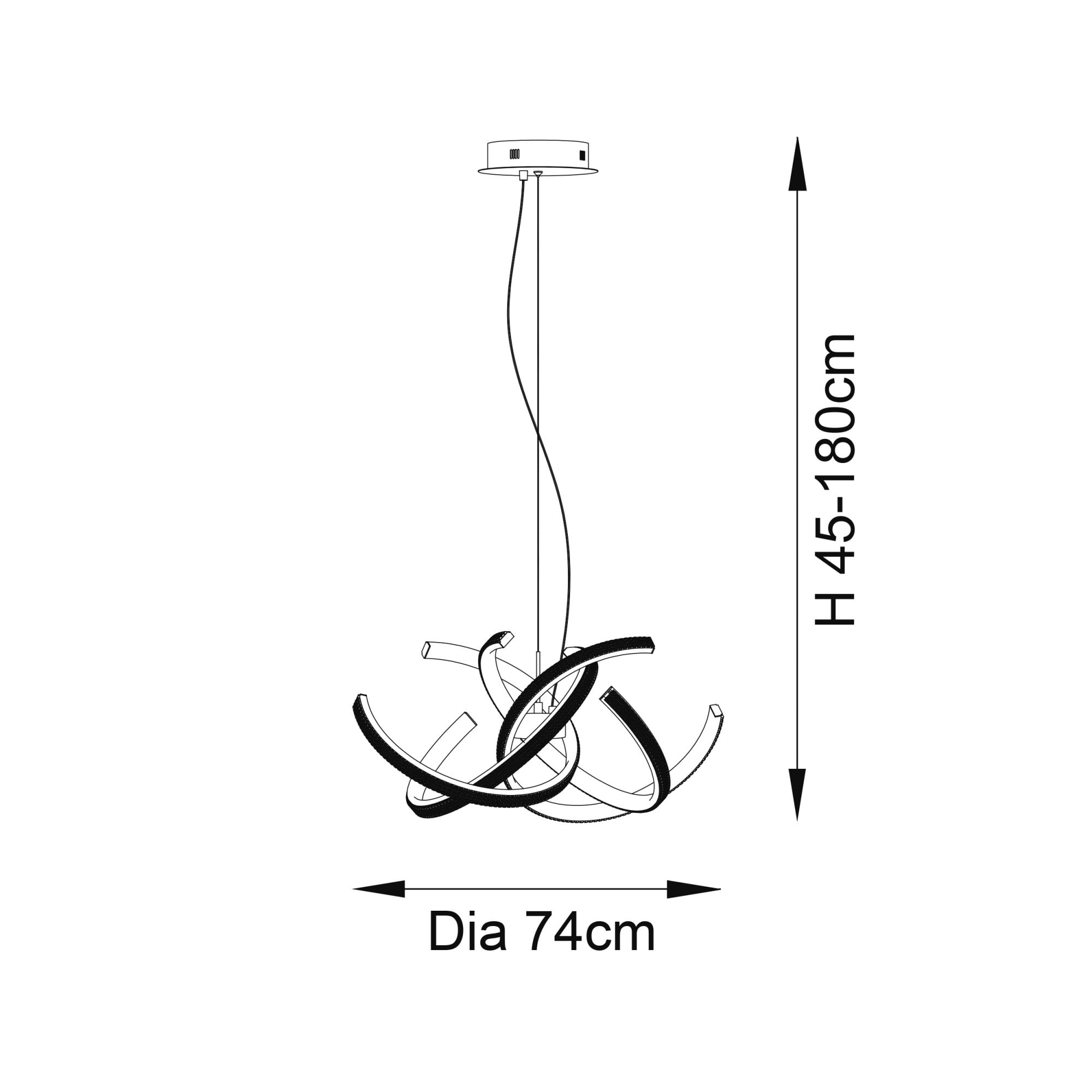 Endon Lorenzo 4 Light Pendant -  Satin Gold Paint & Clear Acrylic