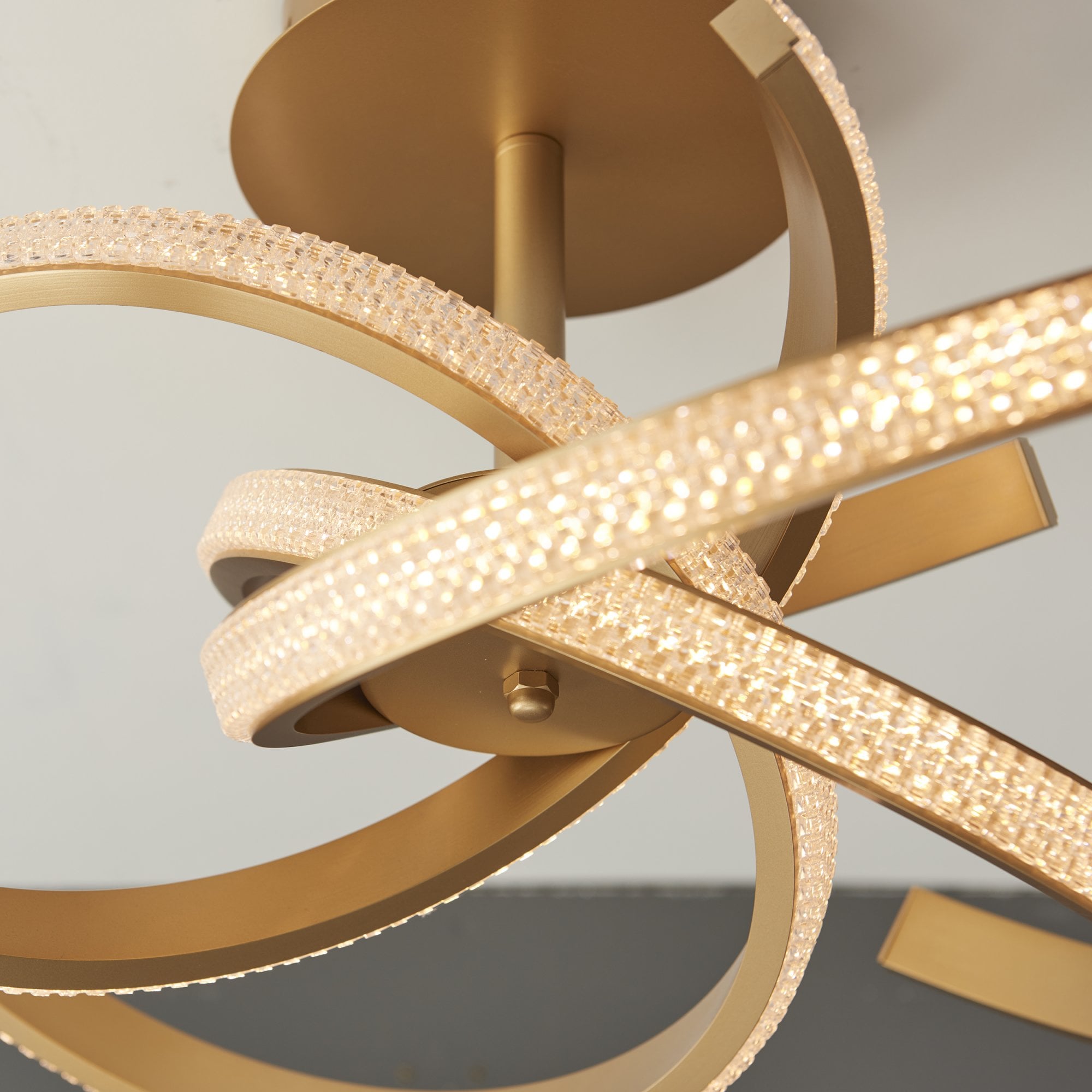 Endon Lorenzo 4 Light Semi Flush -  Satin Gold Paint & Clear Acrylic