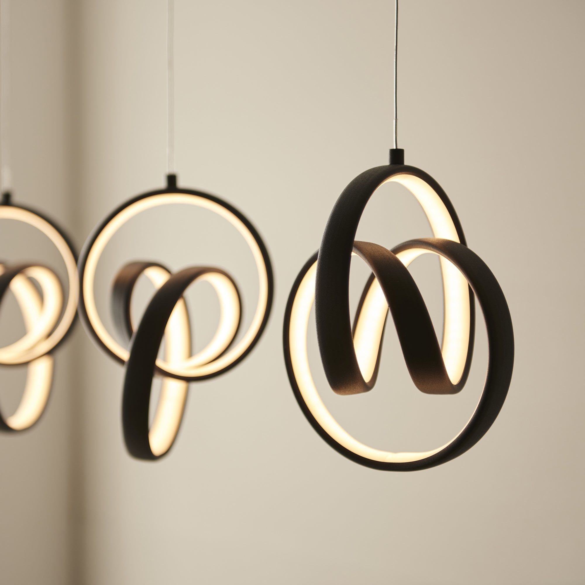 Endon Cosma 5 Light Pendant -  Textured Black & White Silicone