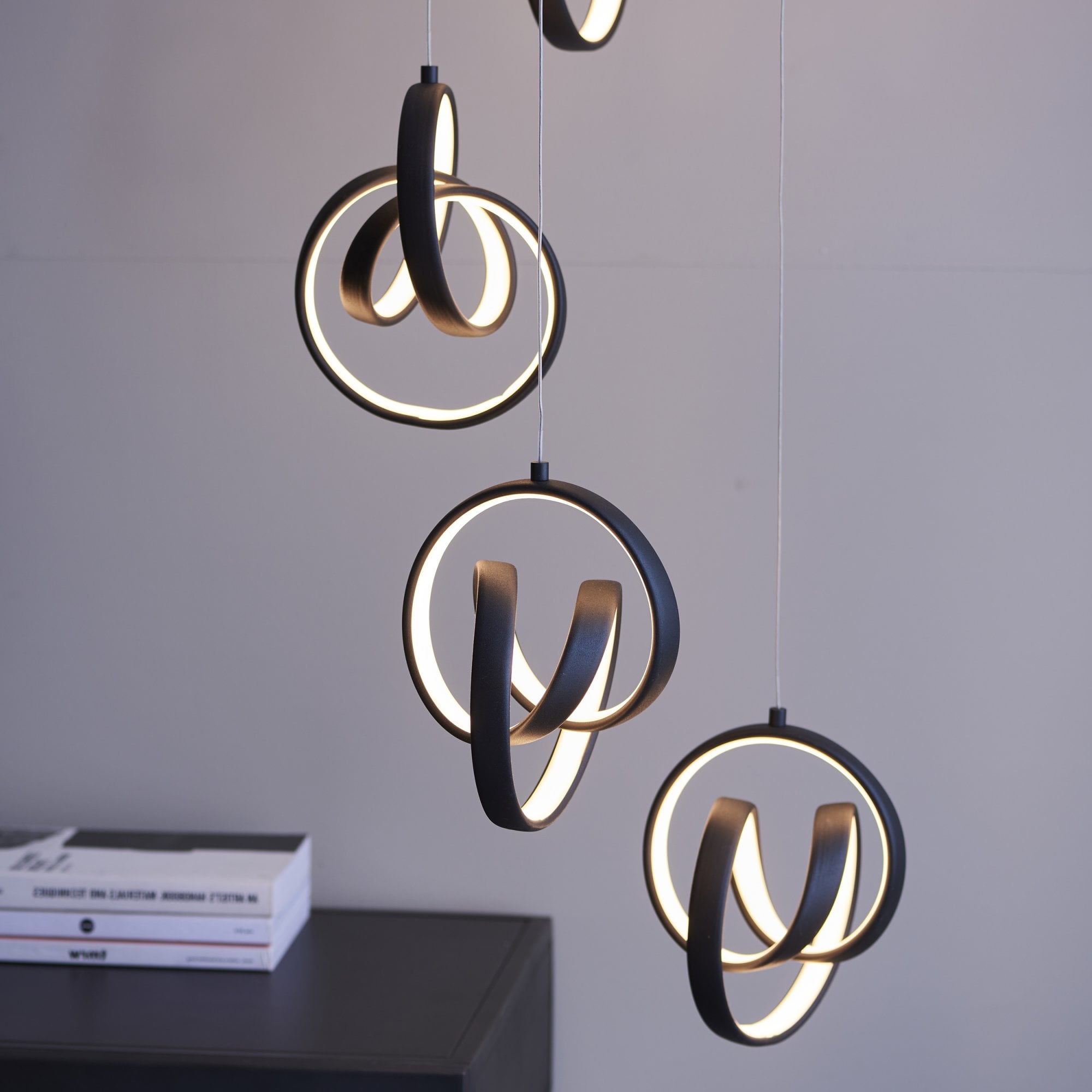 Endon Cosma 8 Light Pendant -  Textured Black & White Silicone