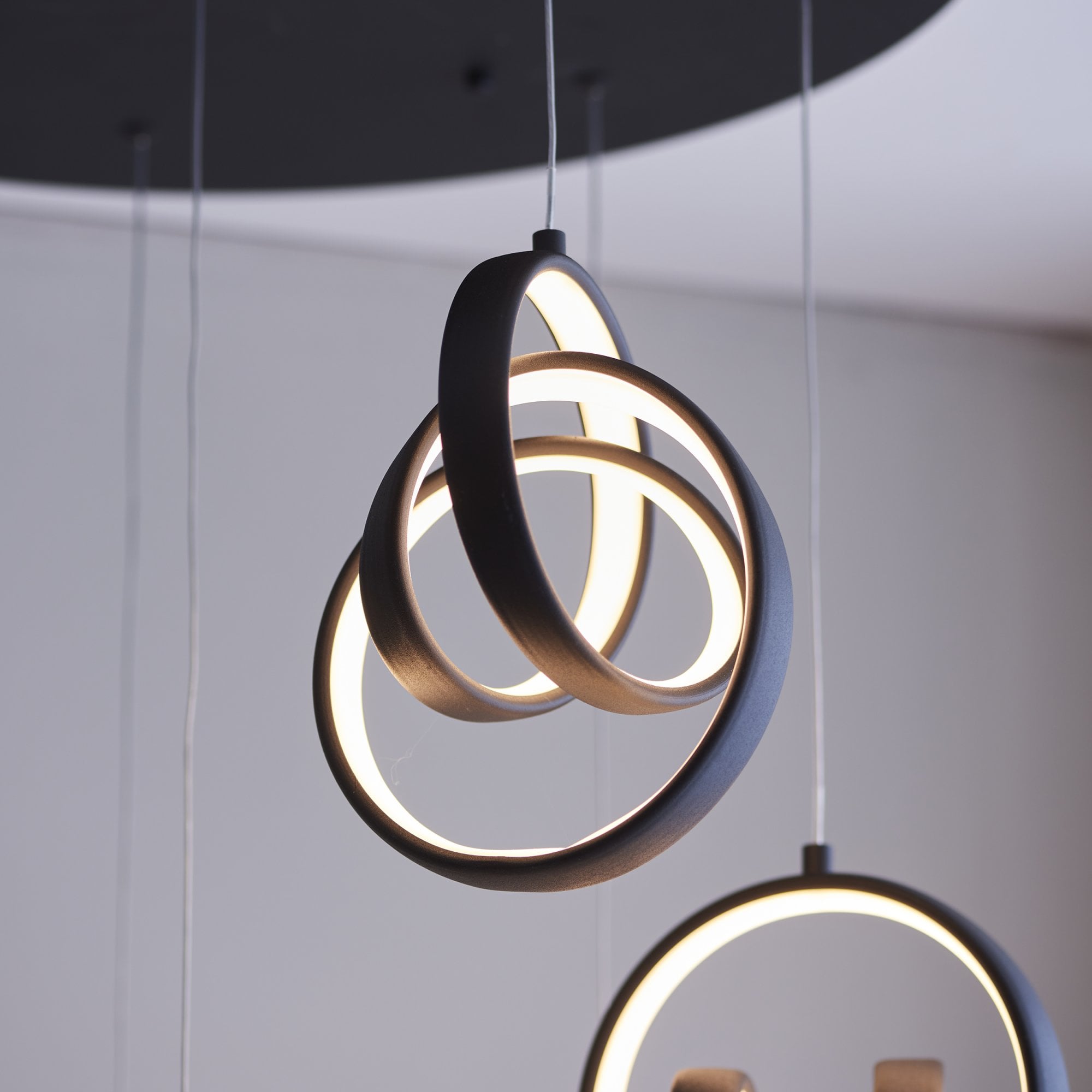 Endon Cosma 8 Light Pendant -  Textured Black & White Silicone
