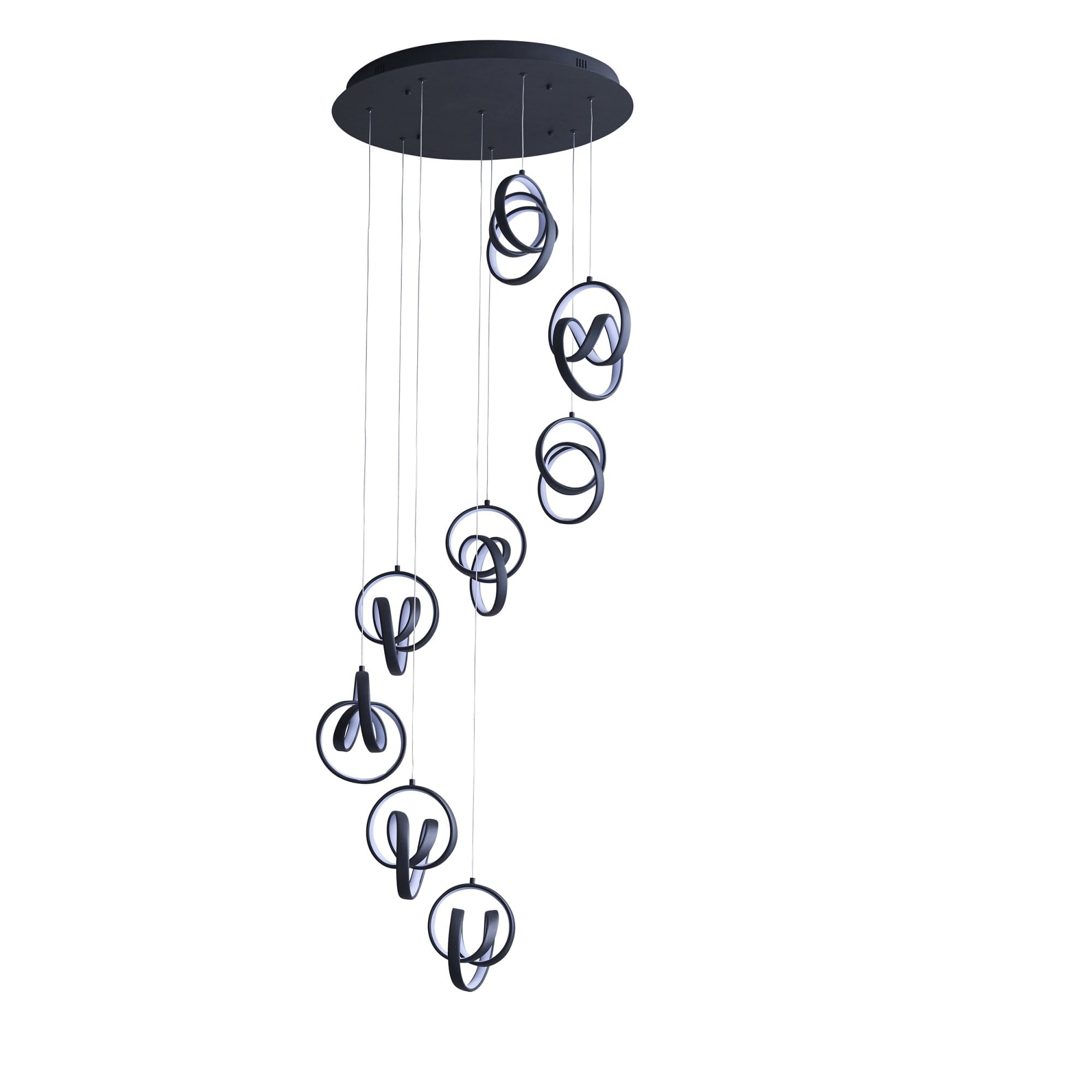 Endon Cosma 8 Light Pendant -  Textured Black & White Silicone