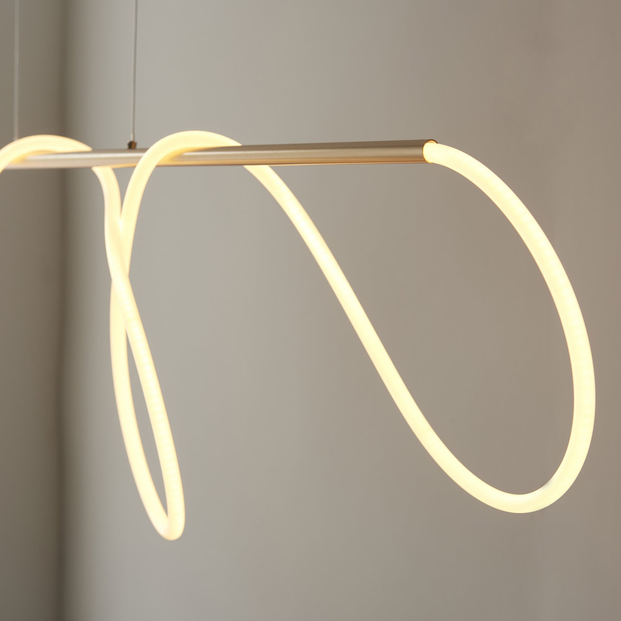 Endon Attalea Single Light Linear Pendant -  Satin Gold Paint & White Silicone
