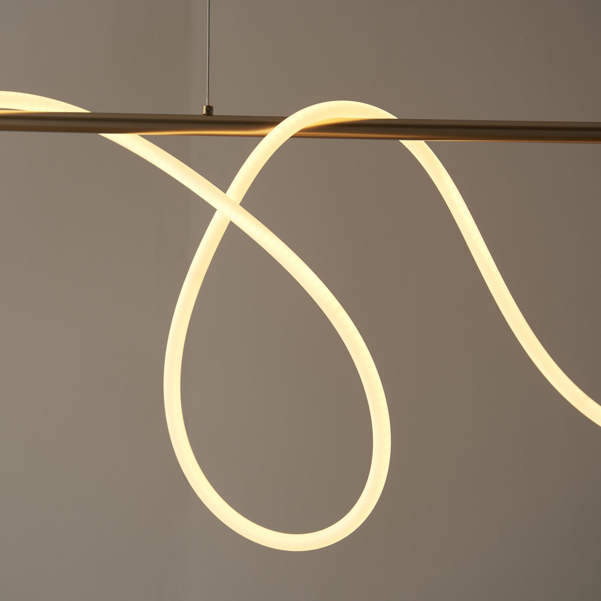 Endon Attalea Single Light Linear Pendant -  Satin Gold Paint & White Silicone