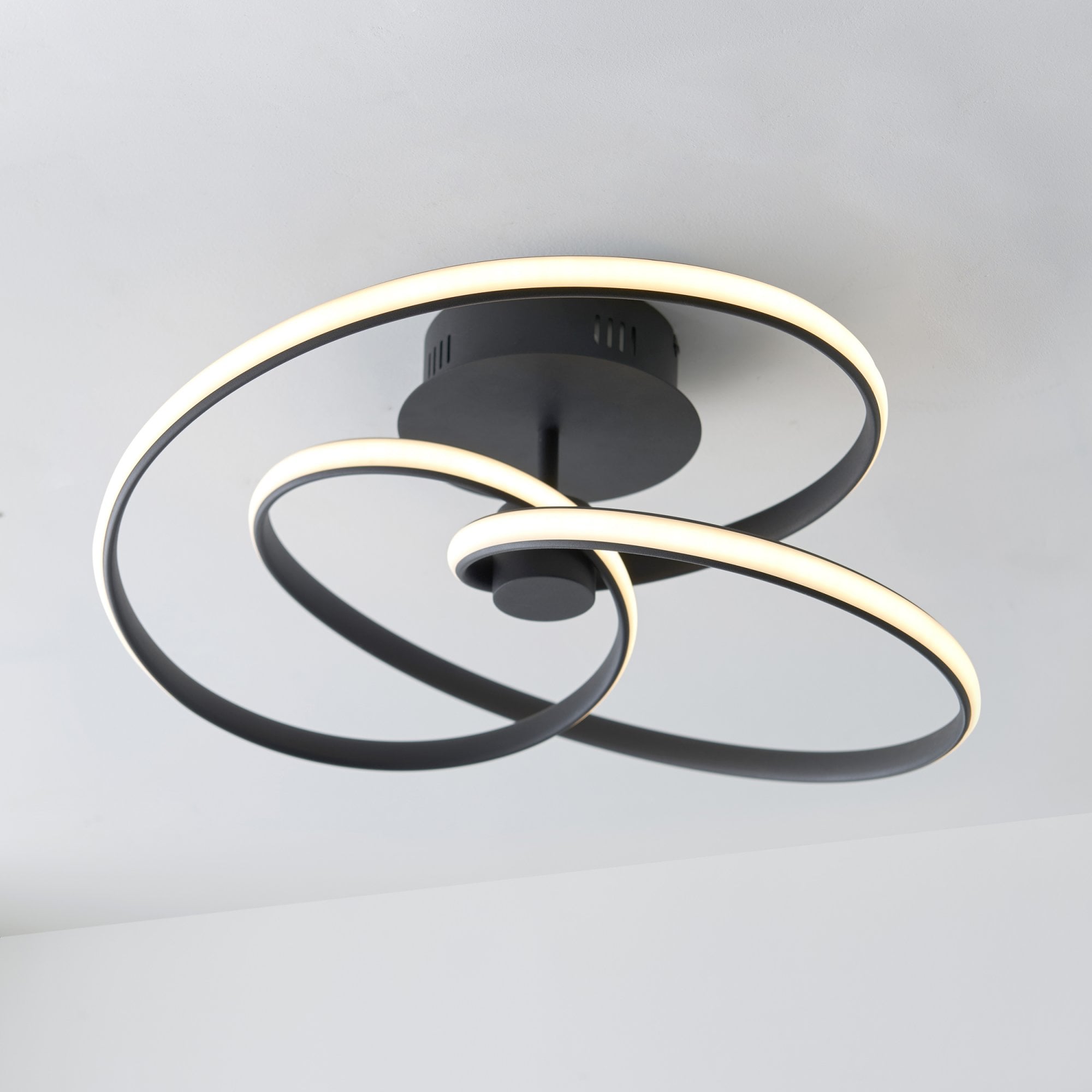Endon Dune Single Light Semi Flush -  Textured Black & White Silicone