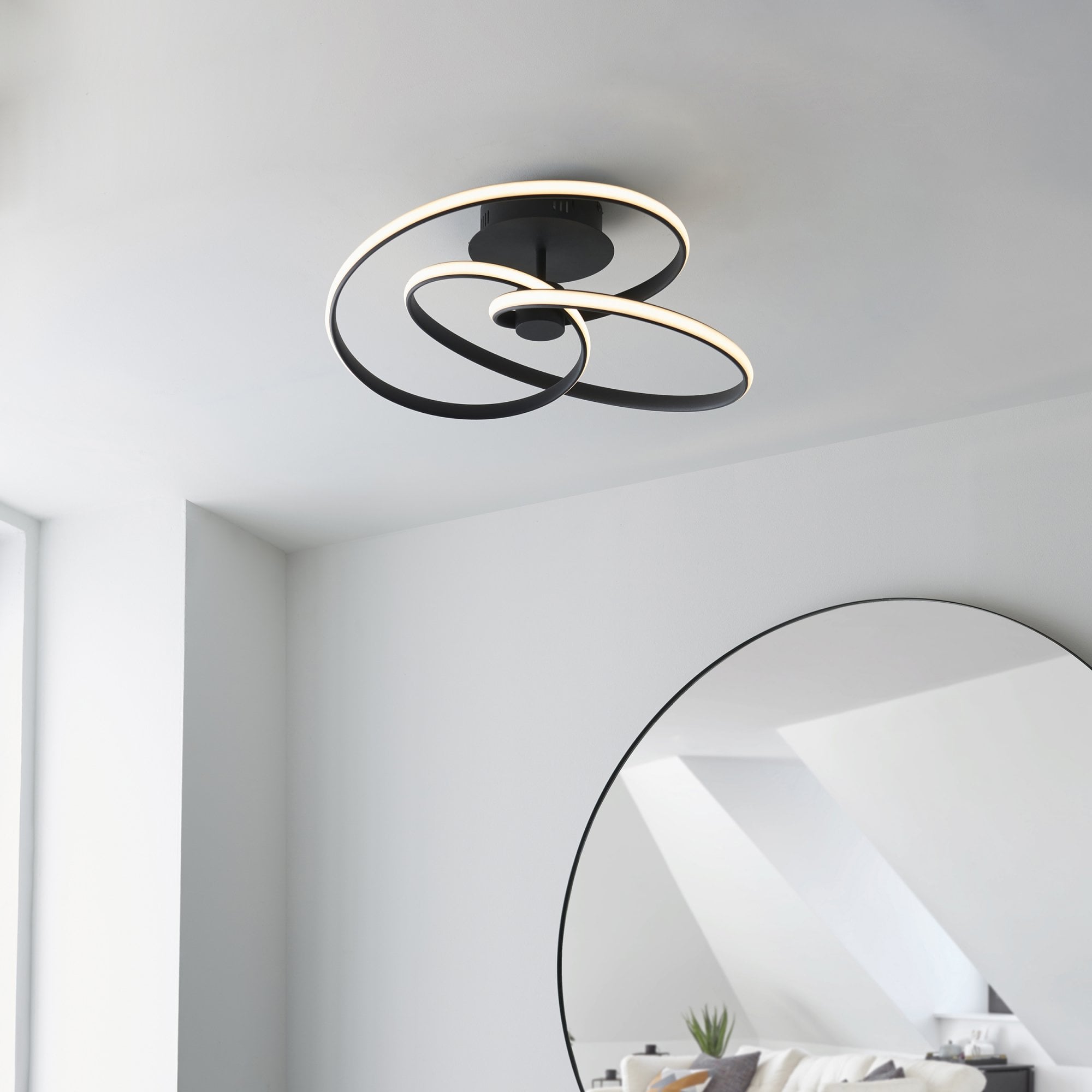 Endon Dune Single Light Semi Flush -  Textured Black & White Silicone