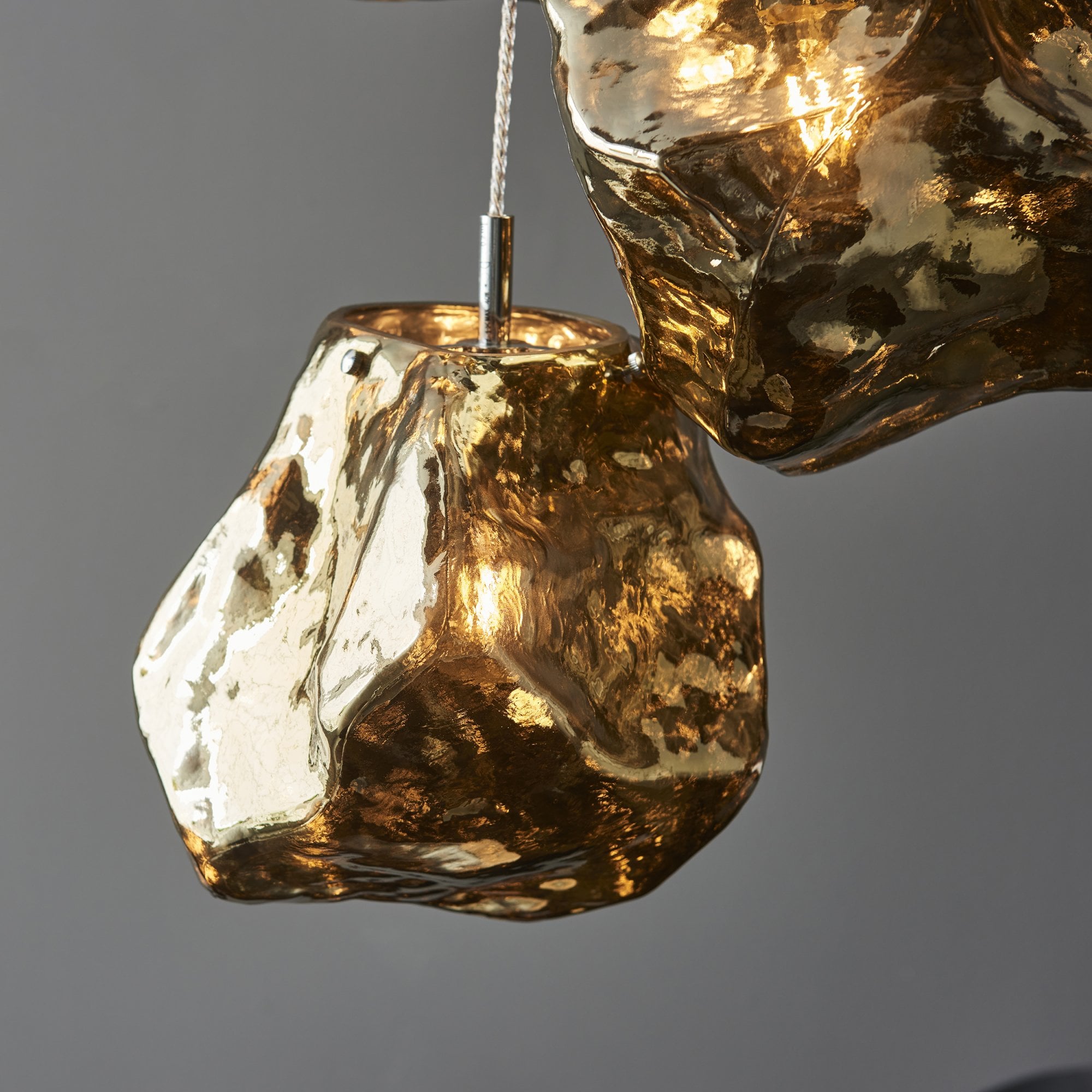 Endon Rock 3 Light Pendant -  Bronze Metalliclic Glass & Chrome Plate