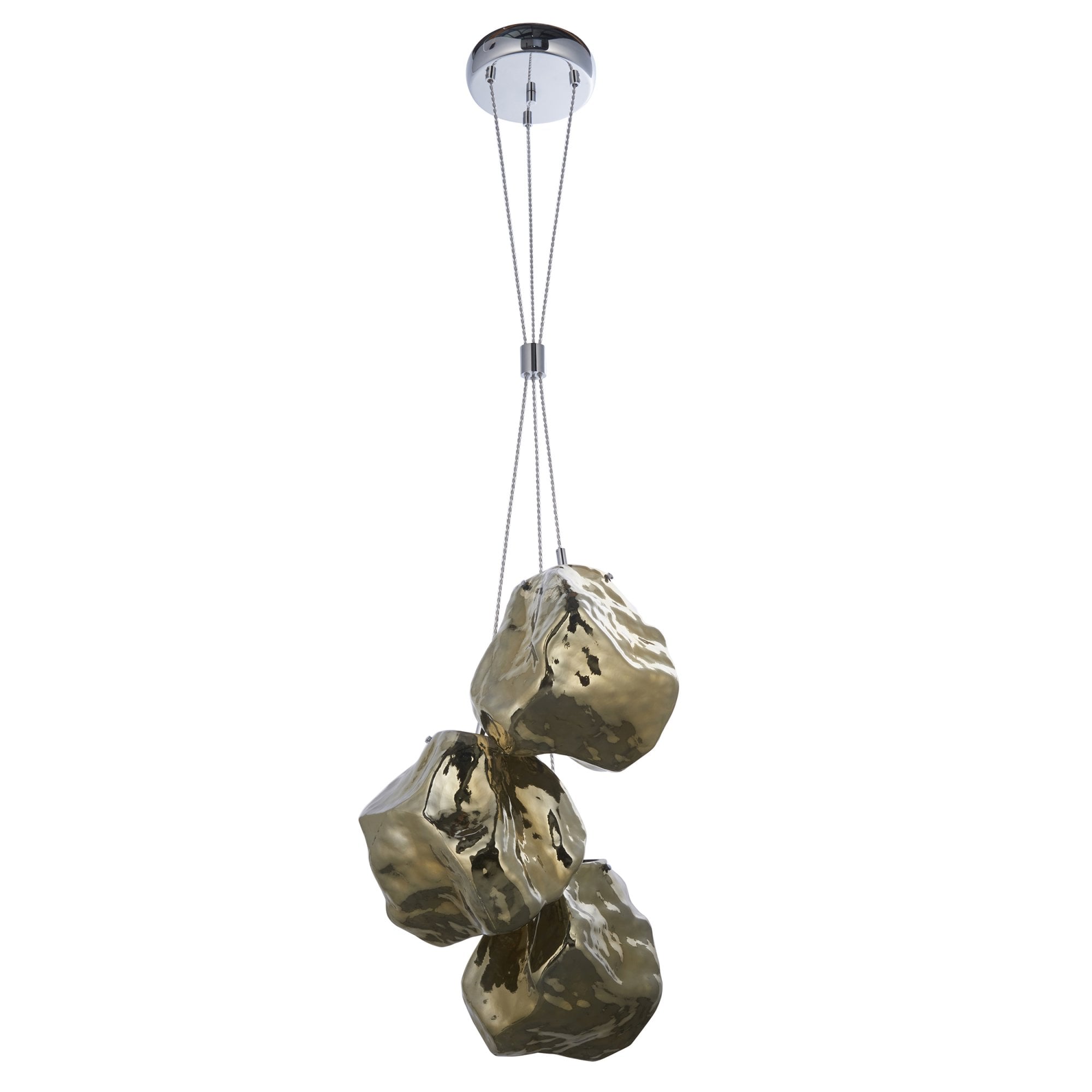 Endon Rock 3 Light Pendant -  Bronze Metalliclic Glass & Chrome Plate