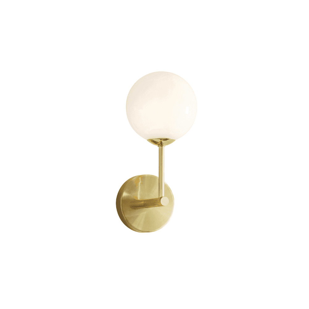 Endon Otto Single Light Wall Light - Satin Brass Plate & Opal Glass