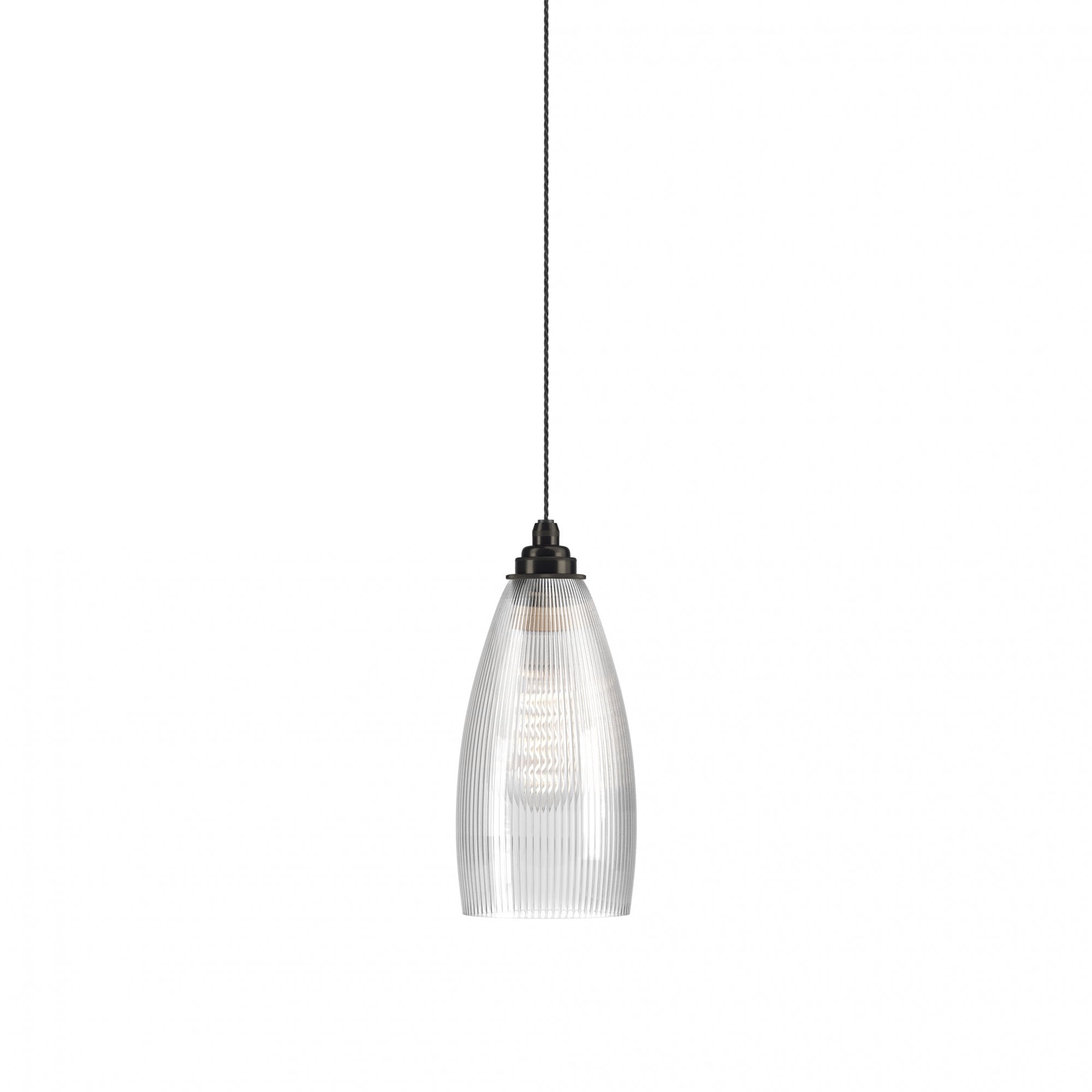 Fritz Fryer Upton Skinny Ribbed Glass Pendant Light - Medium (Various Colour Options)