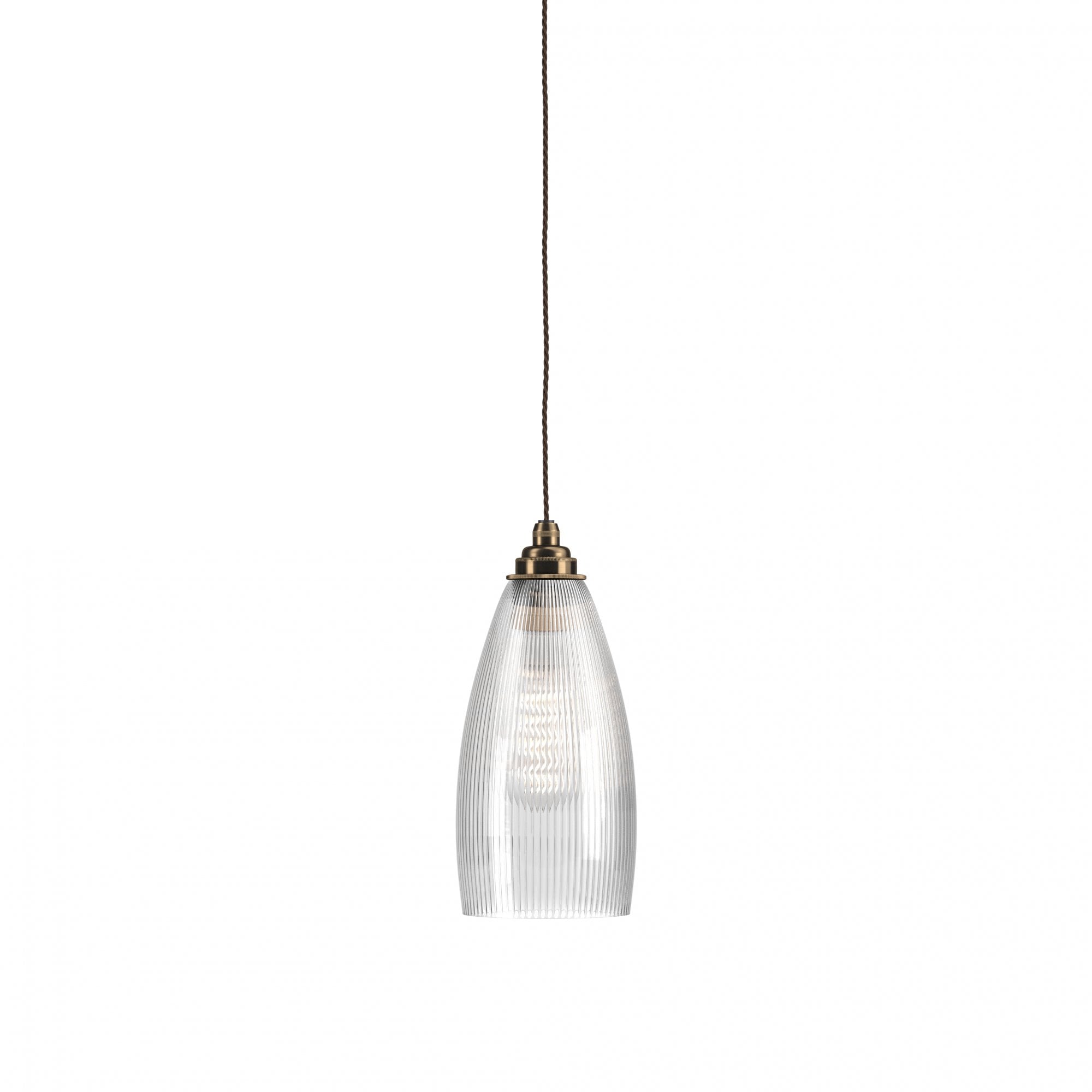 Fritz Fryer Upton Skinny Ribbed Glass Pendant Light - Large (Various Colour Options)