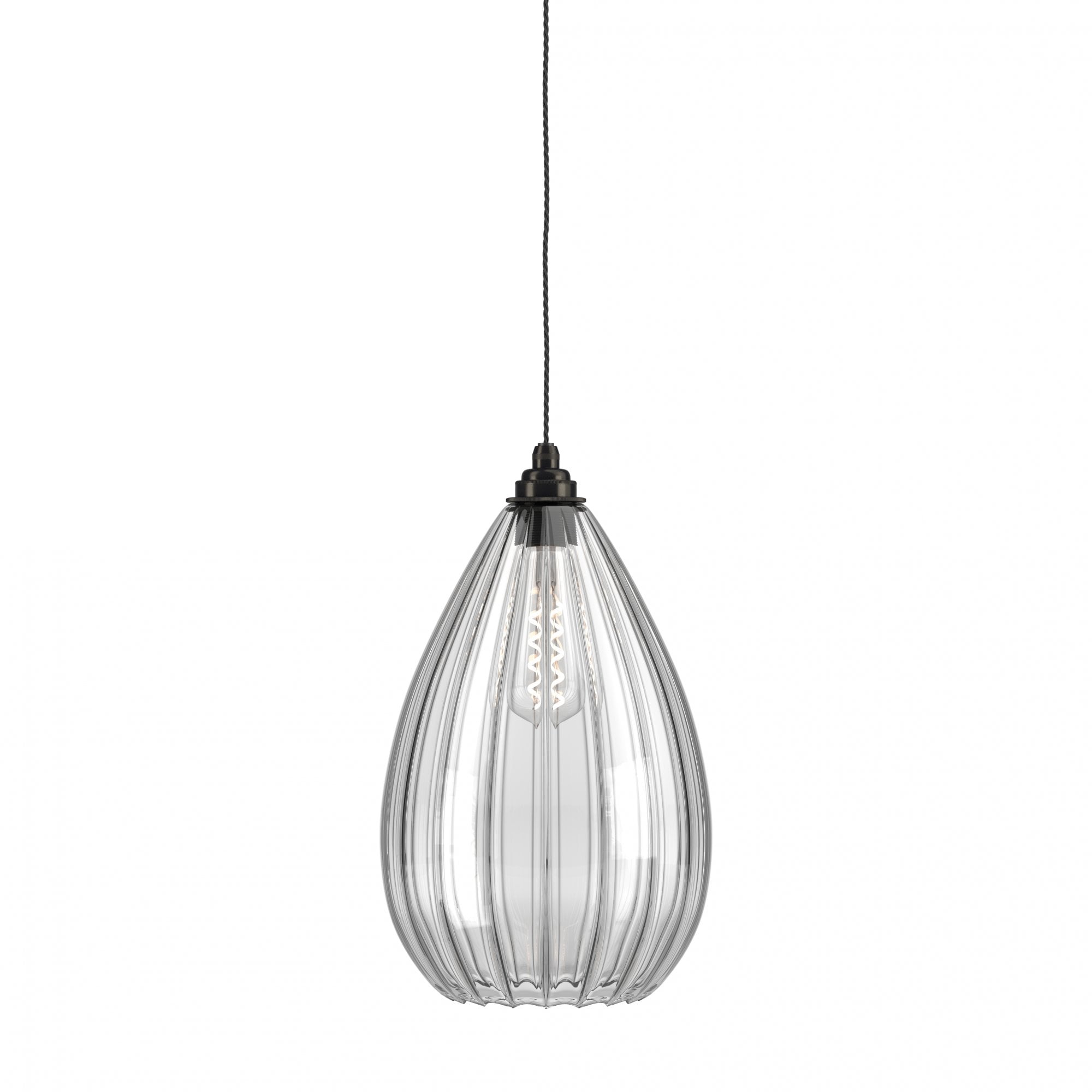 Fritz Fryer Wellington Ribbed Glass Pendant Light - XL (Various Colour Options)