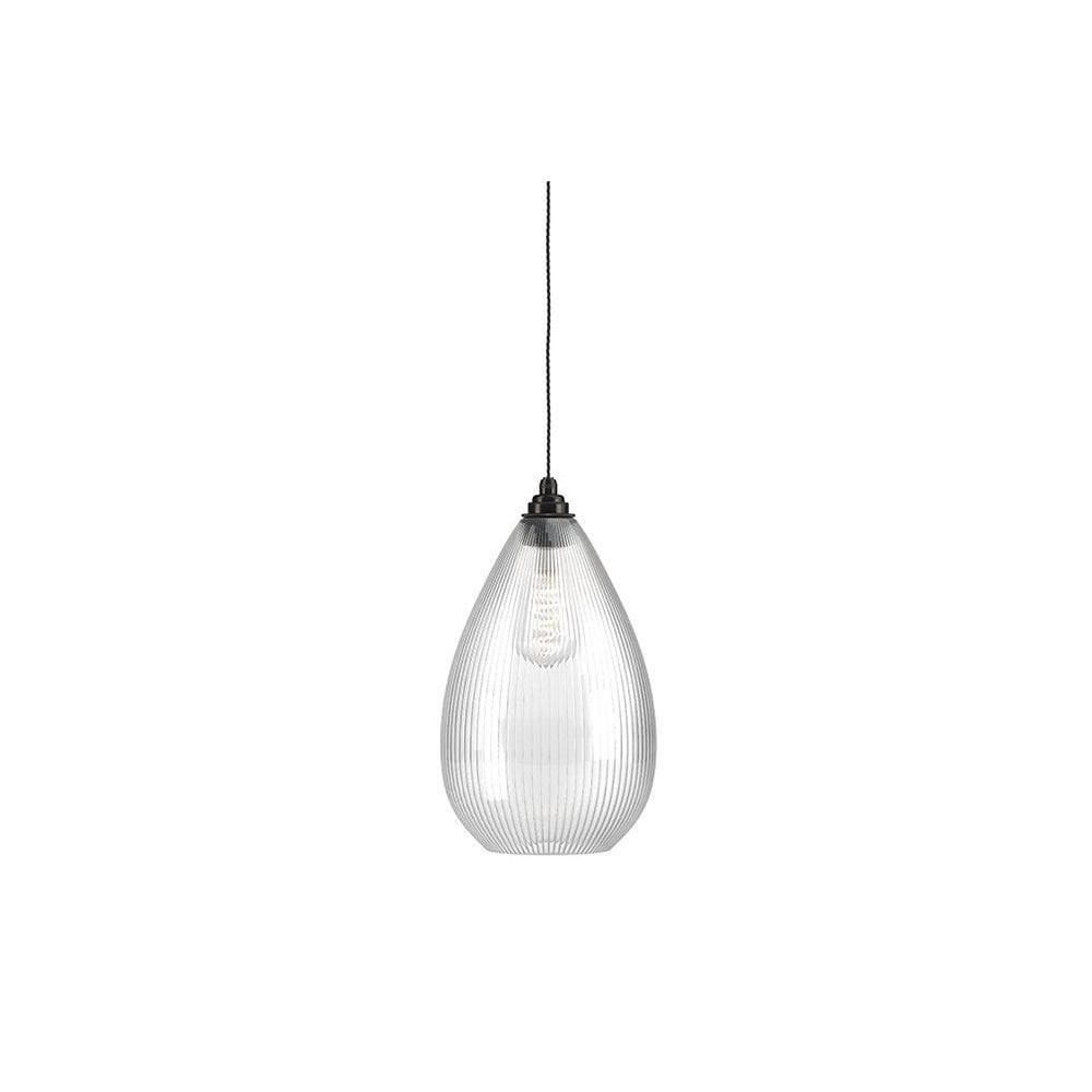 Fritz Fryer Wellington Skinny Ribbed Glass Pendant Light - XL (Various Colour Options)