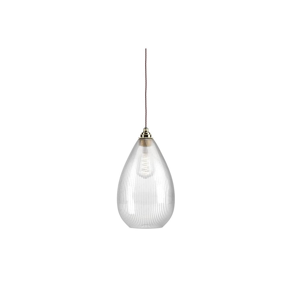 Fritz Fryer Wellington Skinny Ribbed Glass Pendant Light - XL (Various Colour Options)