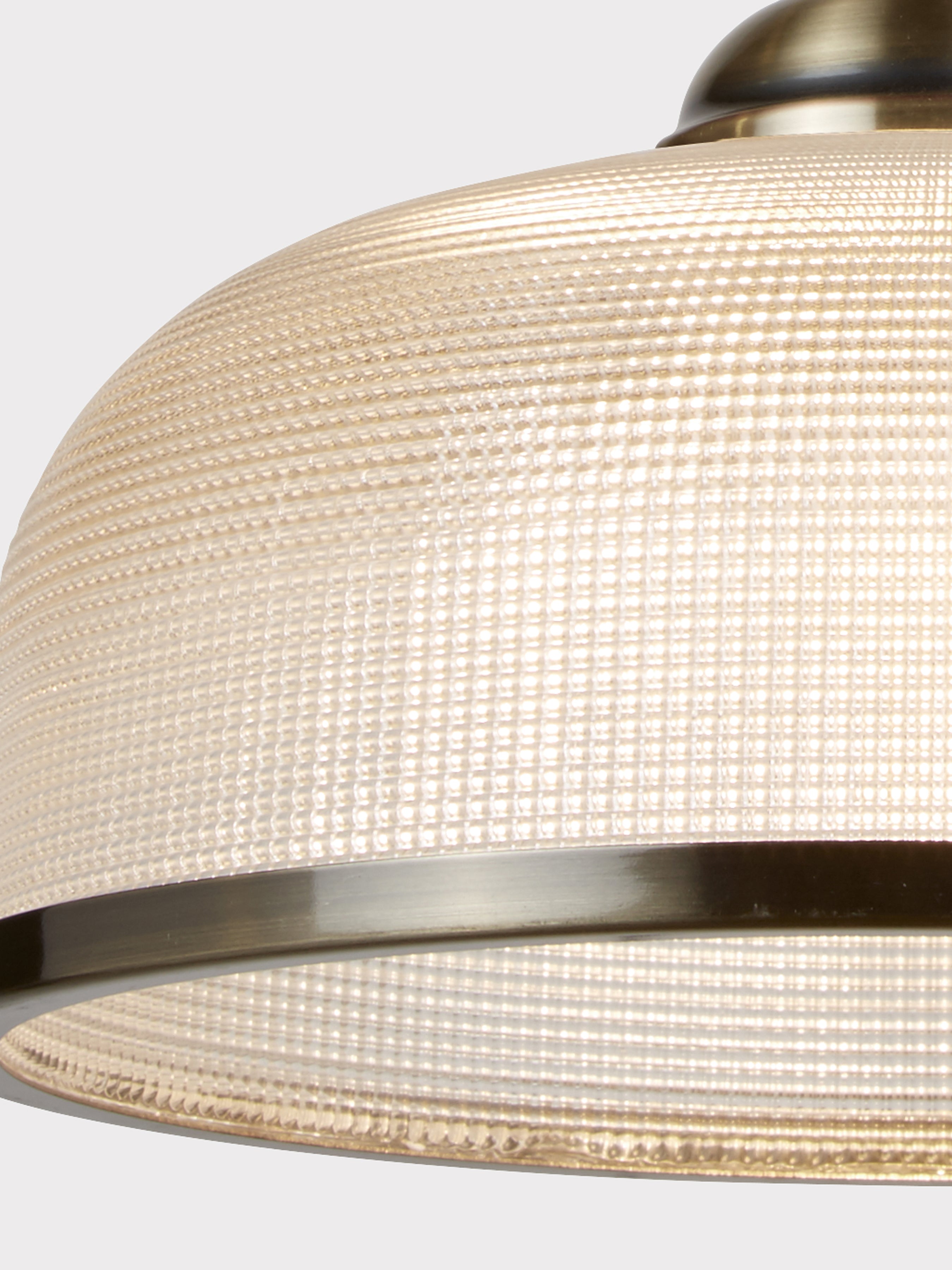 Searchlight Beech II Single Pendant - Antique Brass & Holophane Glass