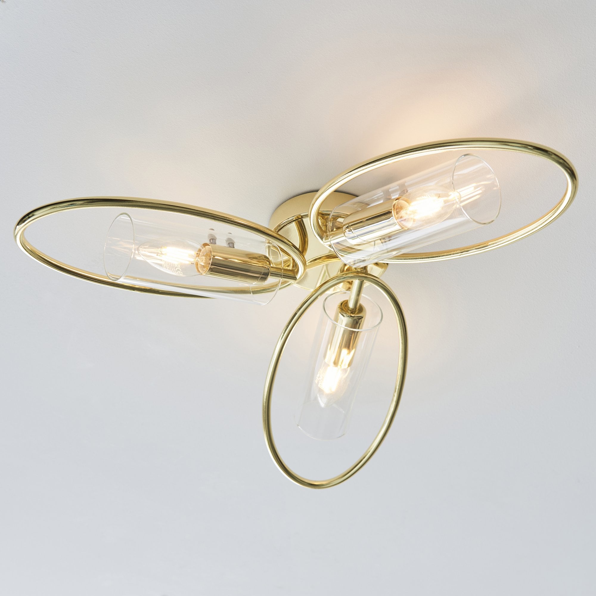 Endon Amari 3 Light Semi Flush - Polished Brass