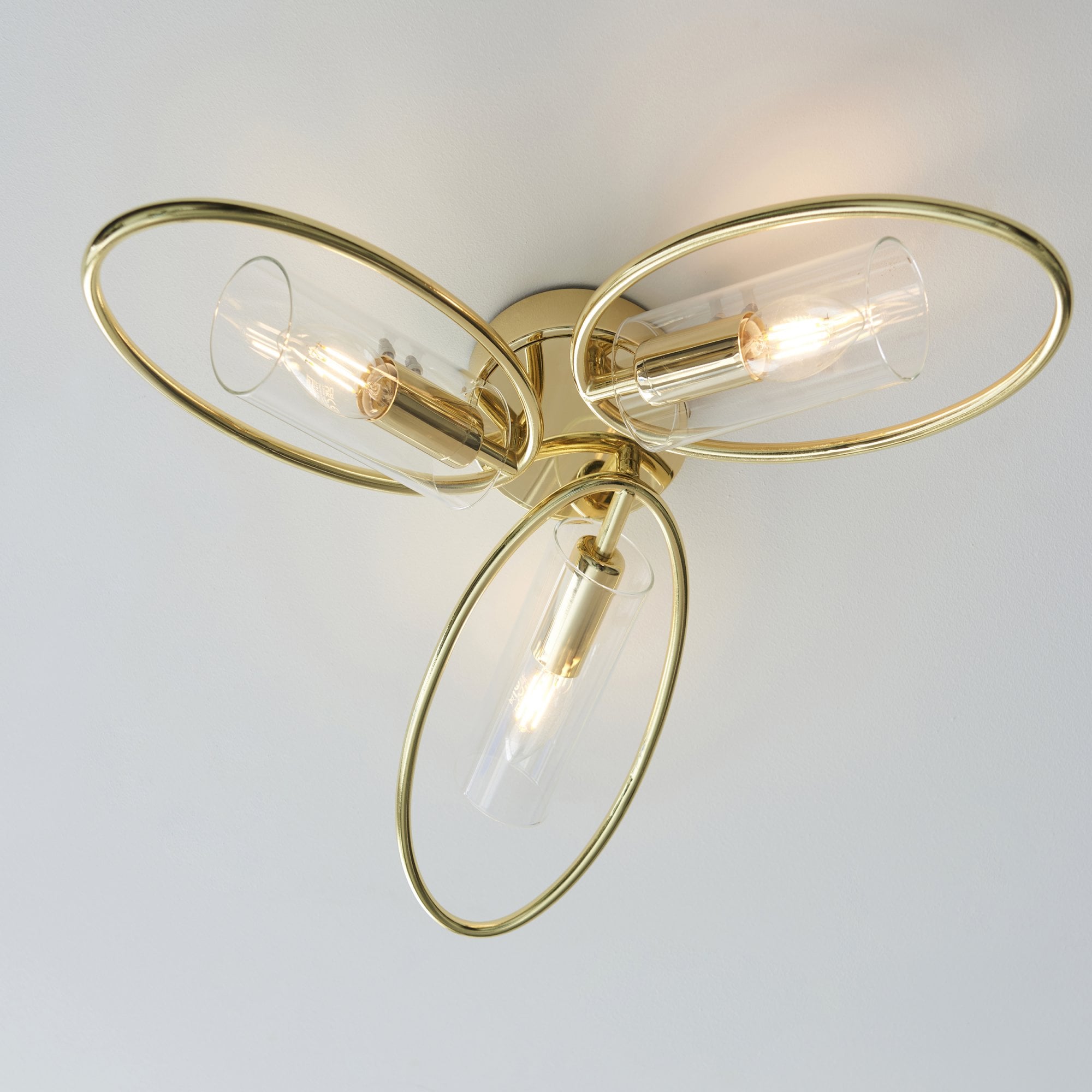 Endon Amari 3 Light Semi Flush - Polished Brass