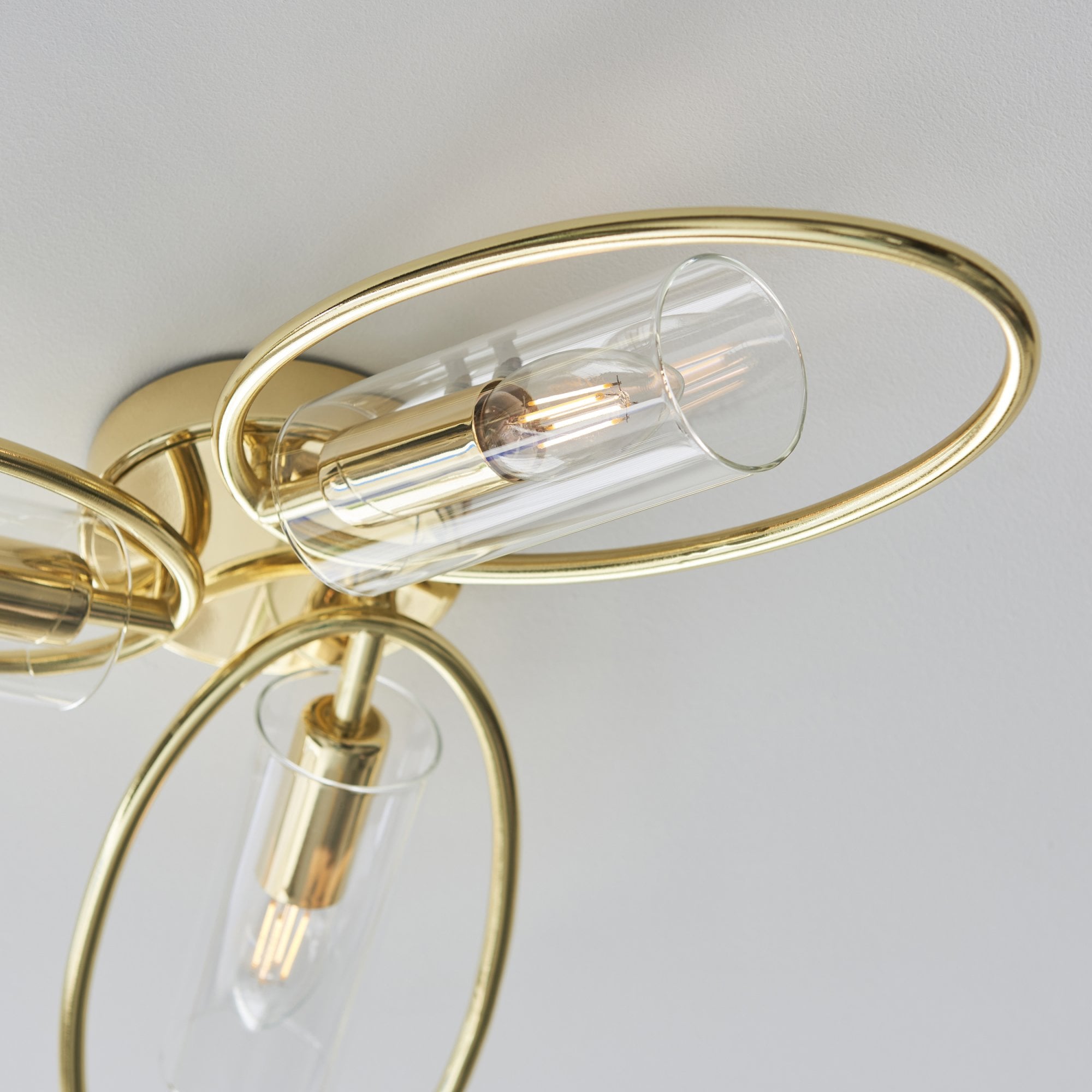 Endon Amari 3 Light Semi Flush - Polished Brass