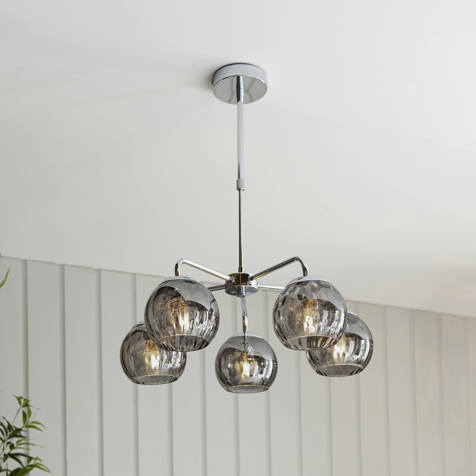 Endon Dimple 5 Light Pendant - Smoked Glass & Polished Chrome