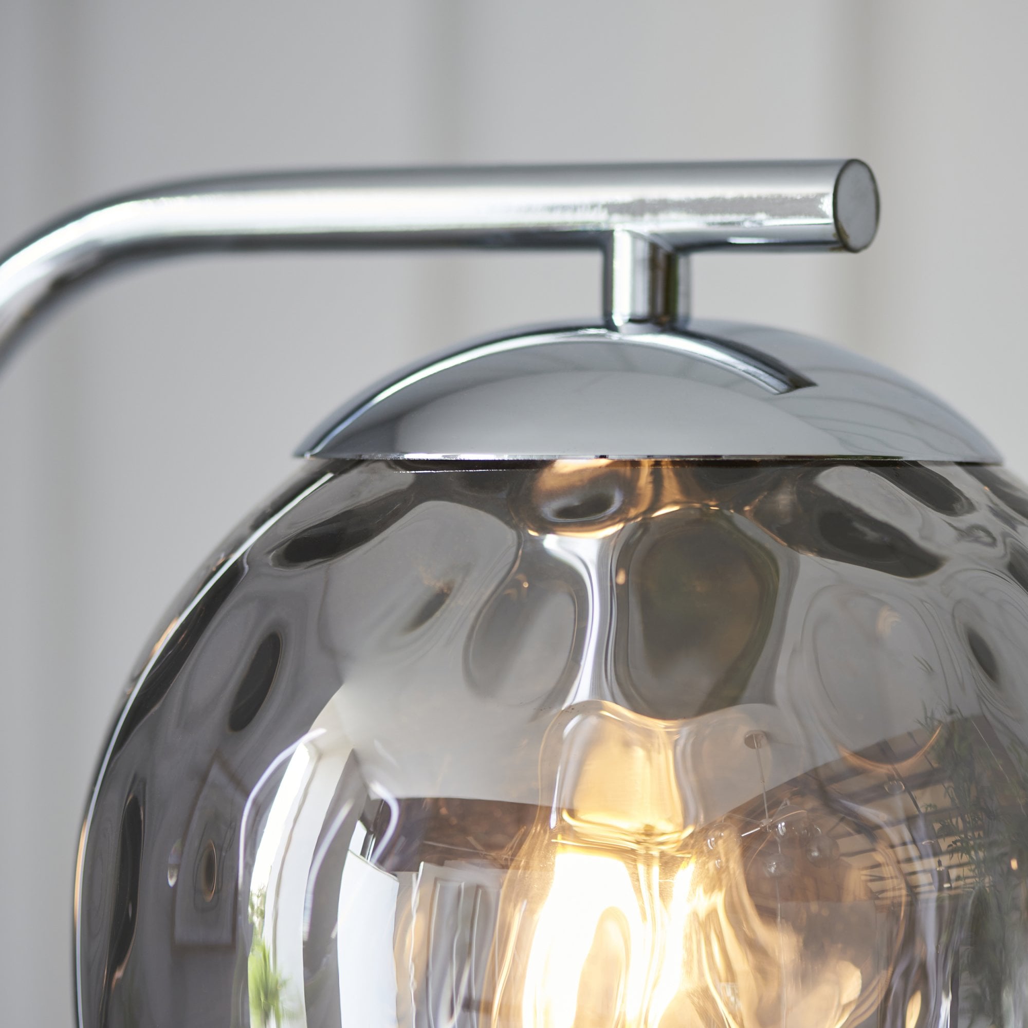 Endon Dimple Single Floor Lamp - Smoked Glass & Polished Chrome