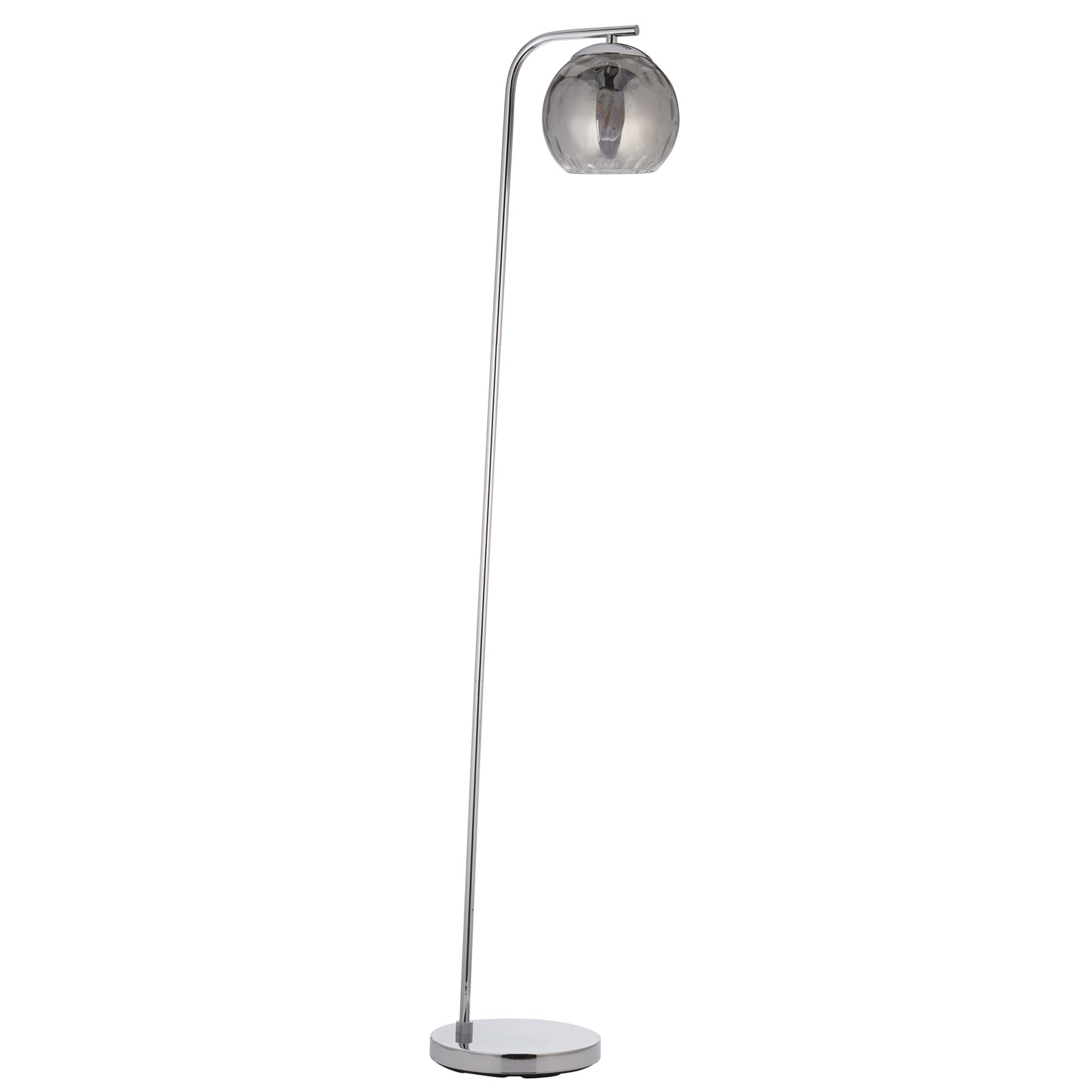 Endon Dimple Single Floor Lamp - Smoked Glass & Polished Chrome
