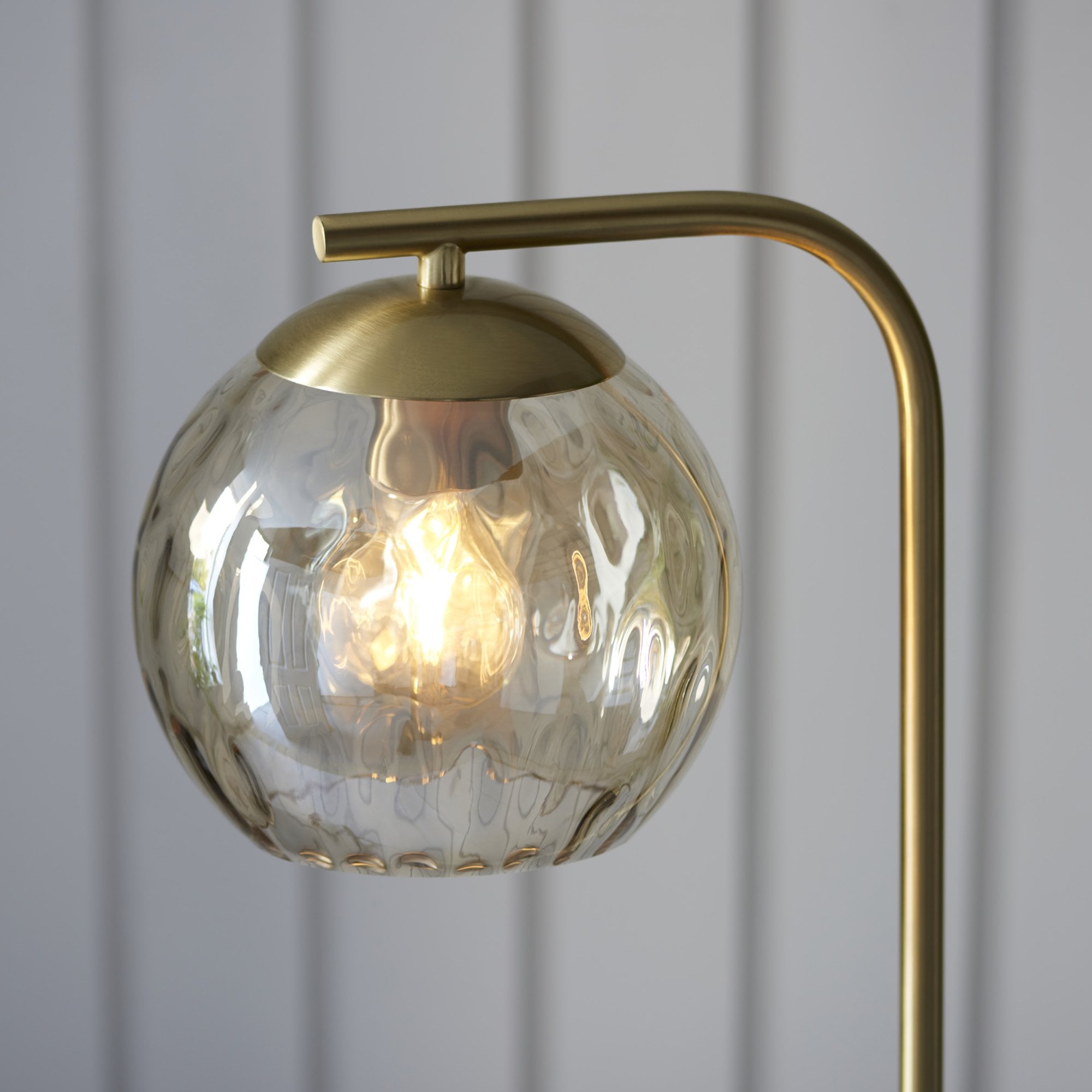 Endon Dimple Single Floor Lamp - Champagne Lustre & Brushed Brass