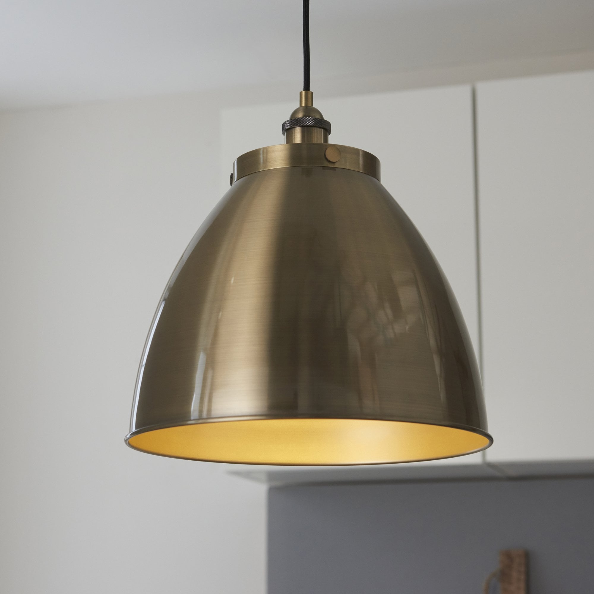 Endon Franklin Large Single Pendant - Antique Brass Plate