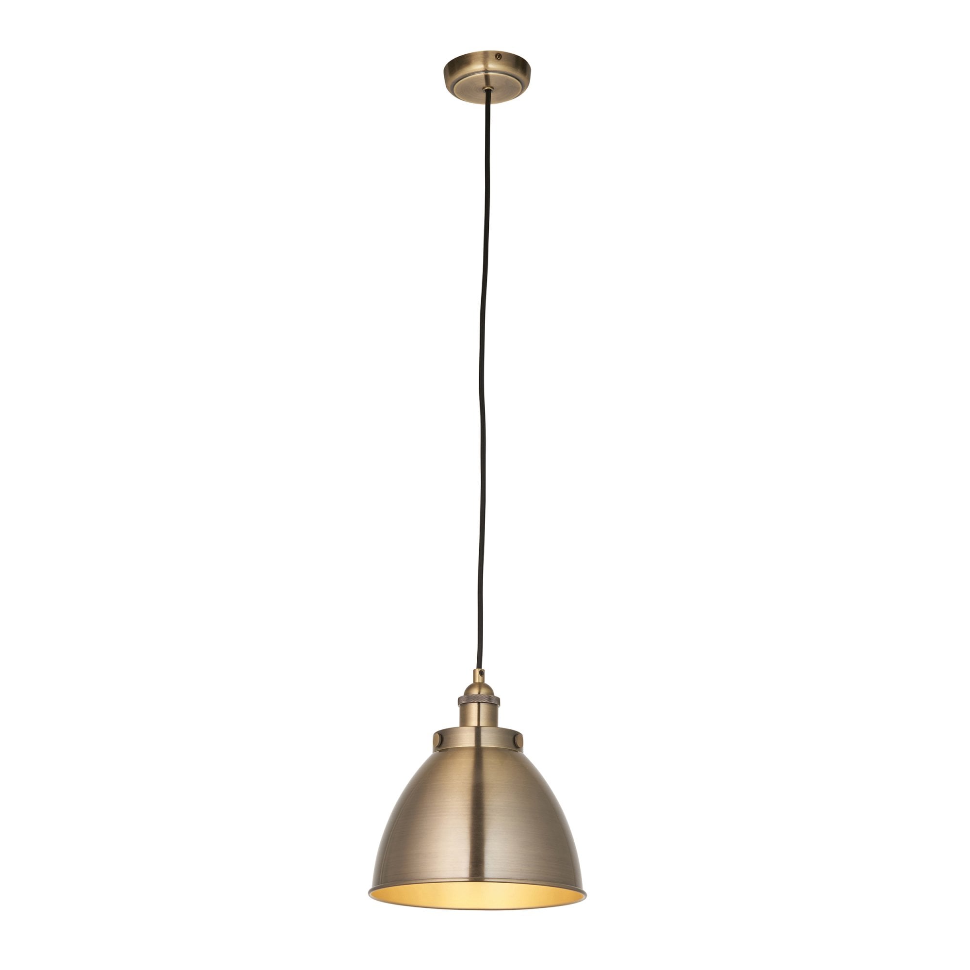 Endon Franklin Small Single Pendant - Antique Brass Plate